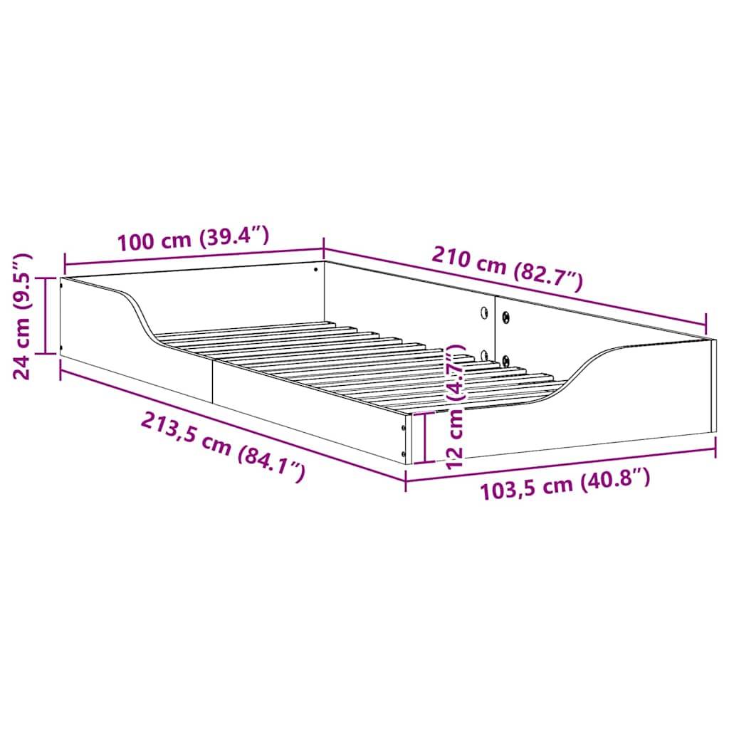 vidaXL Bettrahmen Braun 100 x 210 cm Massives Kiefernholz