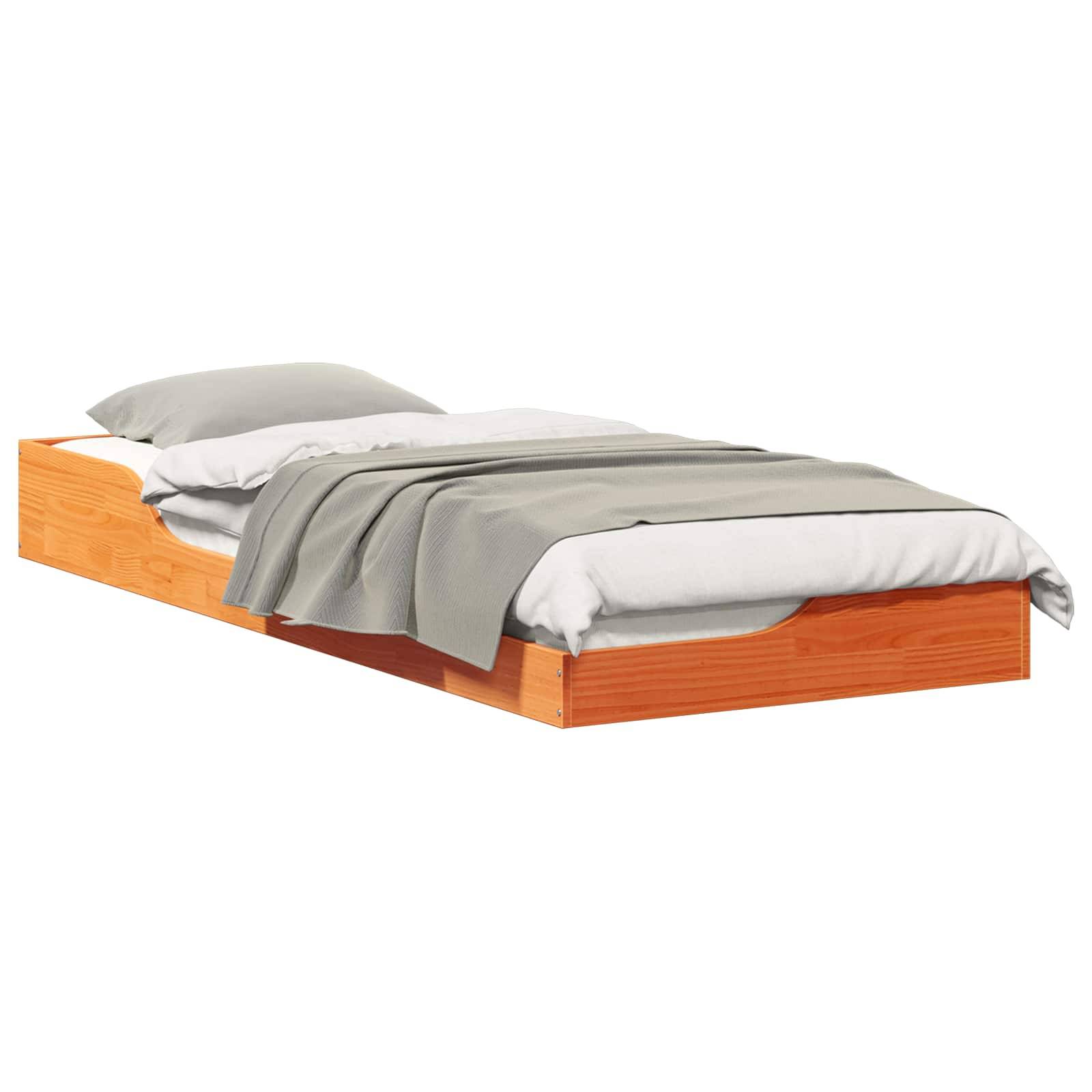 vidaXL Bettrahmen Wachsbraun 80 x 220 cm Massives Kiefernholz