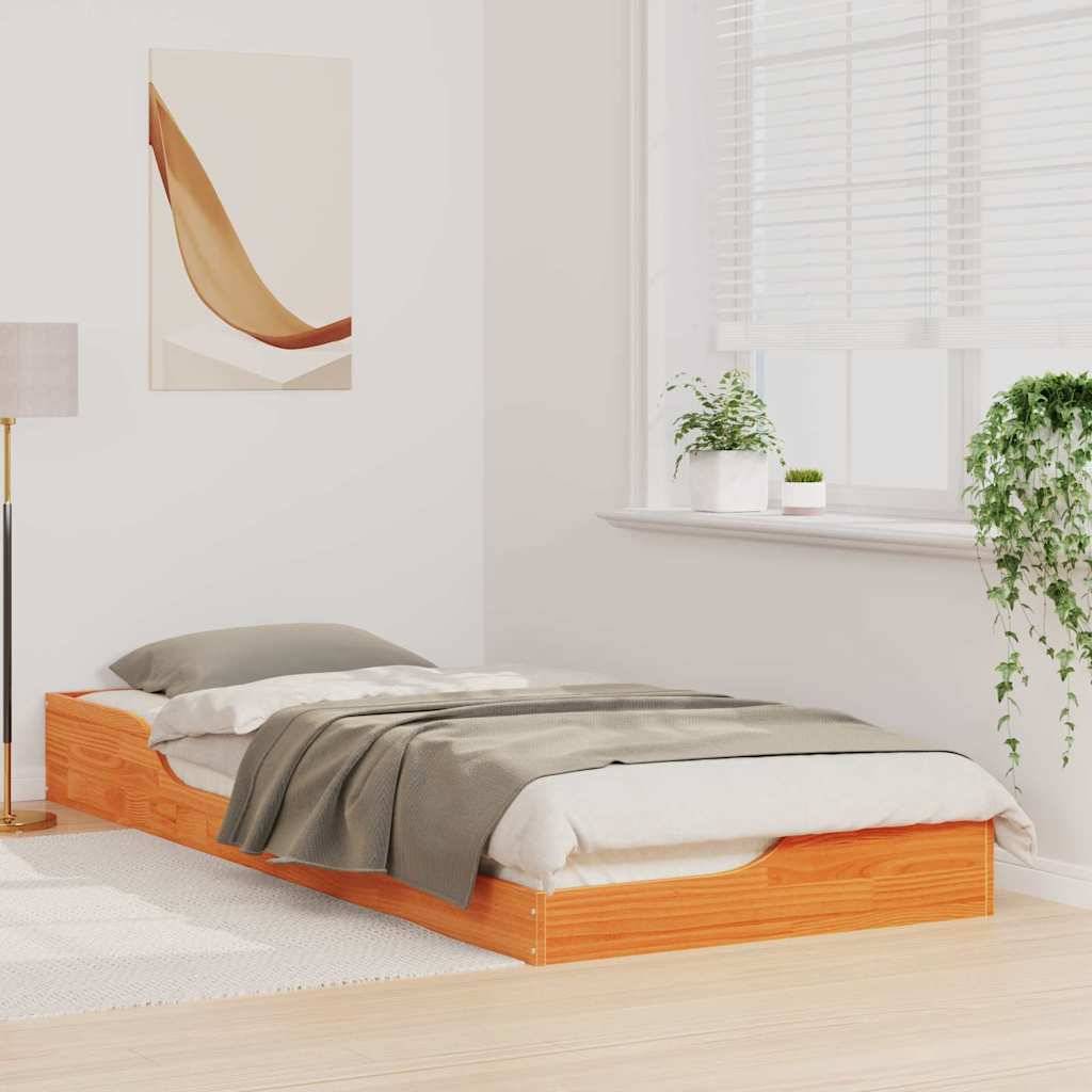 vidaXL Bettrahmen Wachsbraun 80 x 220 cm Massives Kiefernholz