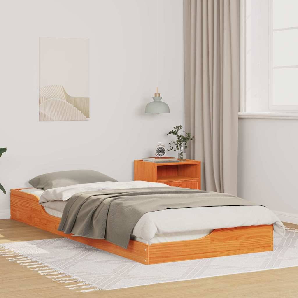 vidaXL Bettrahmen Wachsbraun 80 x 220 cm Massives Kiefernholz