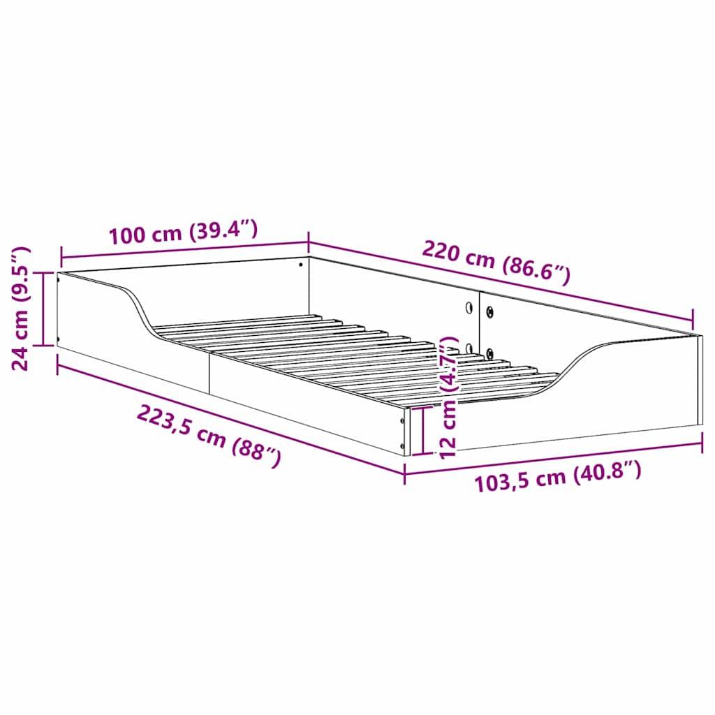vidaXL Bettrahmen Weiß 100 x 220 cm Massives Kiefernholz