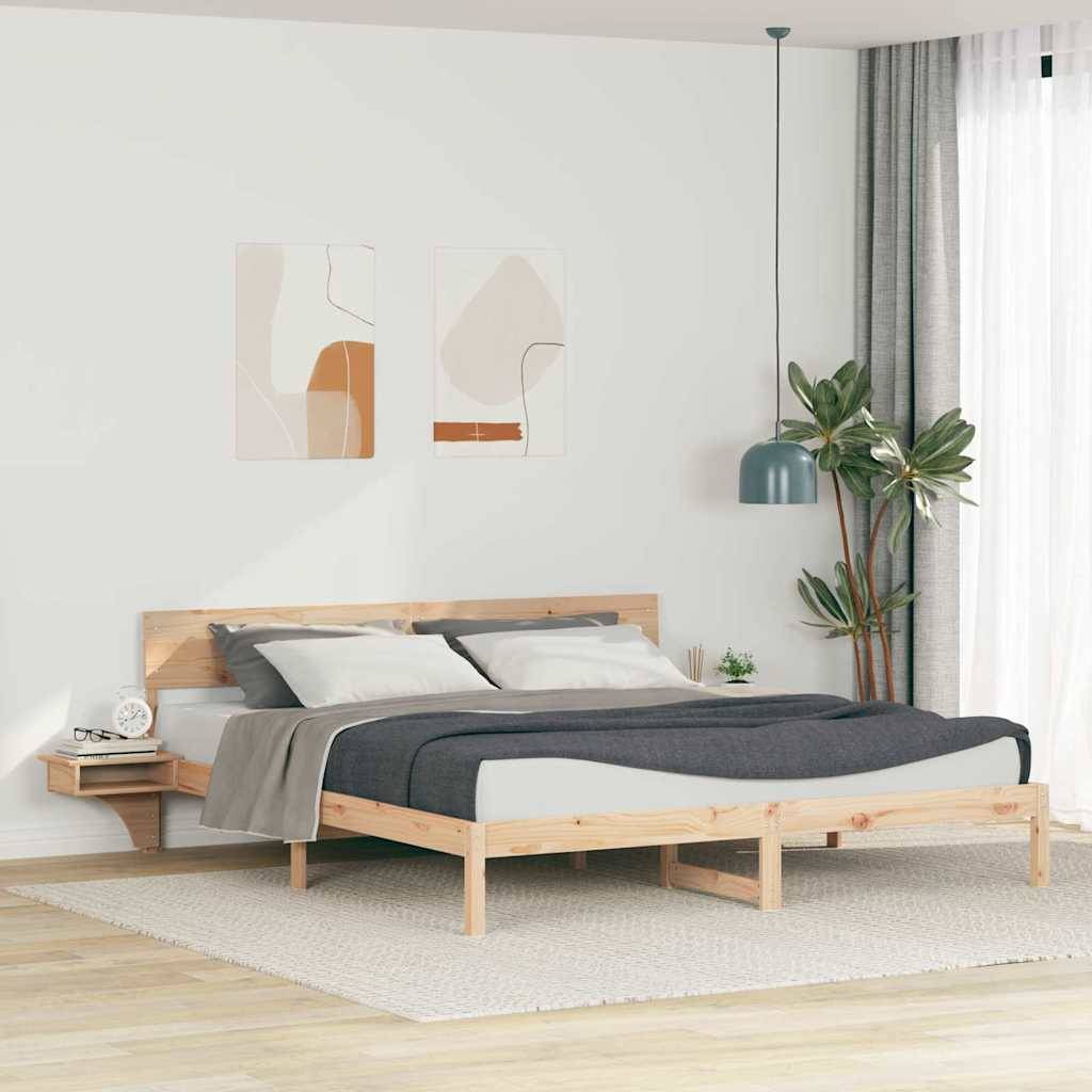 vidaXL Bettrahmen mit Kopfteil Braun 180 x 200 cm Massives Kiefernholz