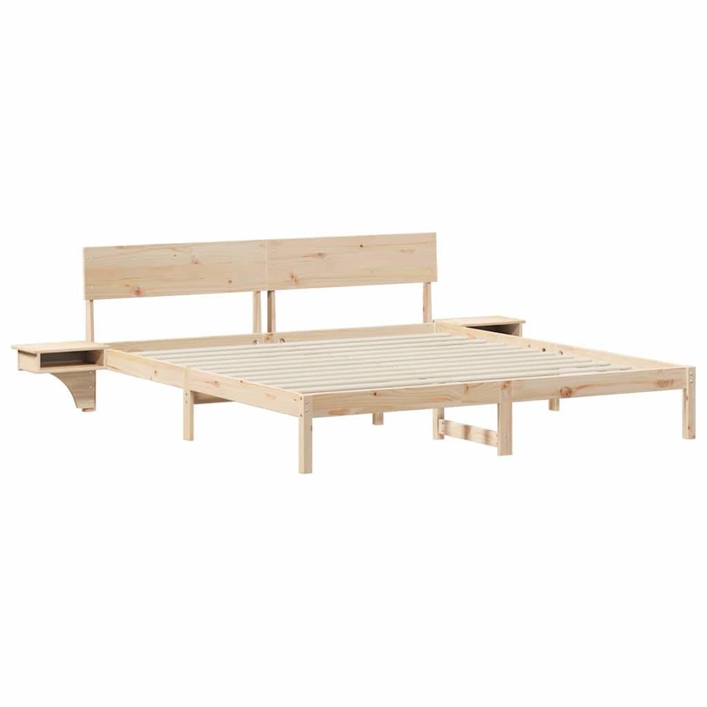 vidaXL Bettrahmen mit Kopfteil Braun 180 x 200 cm Massives Kiefernholz