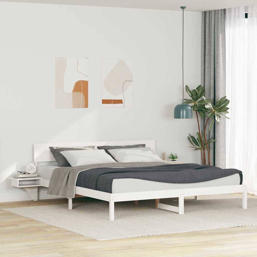 vidaXL Bettrahmen mit Kopfteil Weiß 180 x 200 cm Massives Kiefernholz