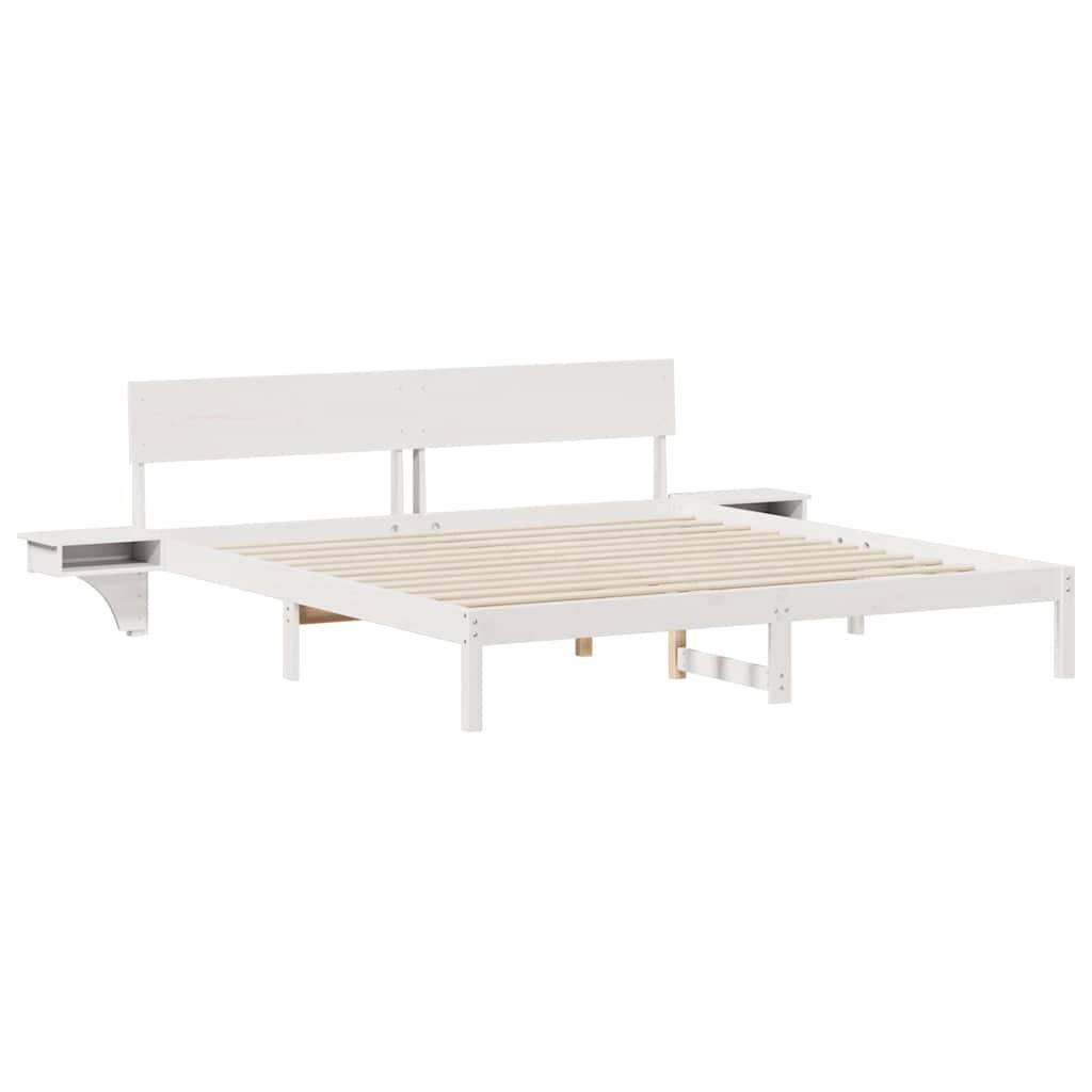 vidaXL Bettrahmen mit Kopfteil Weiß 180 x 200 cm Massives Kiefernholz