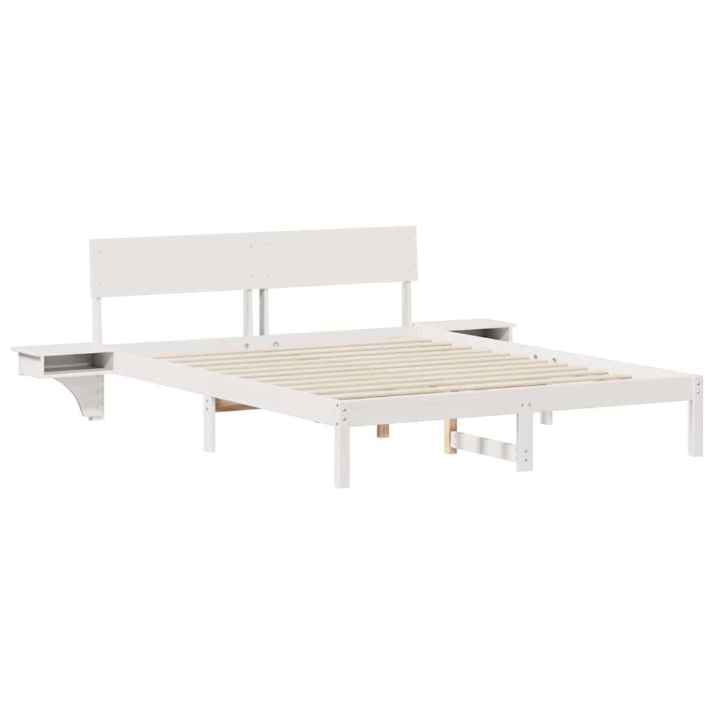 vidaXL Bettrahmen mit Kopfteil Weiß 160 x 200 cm Massives Kiefernholz