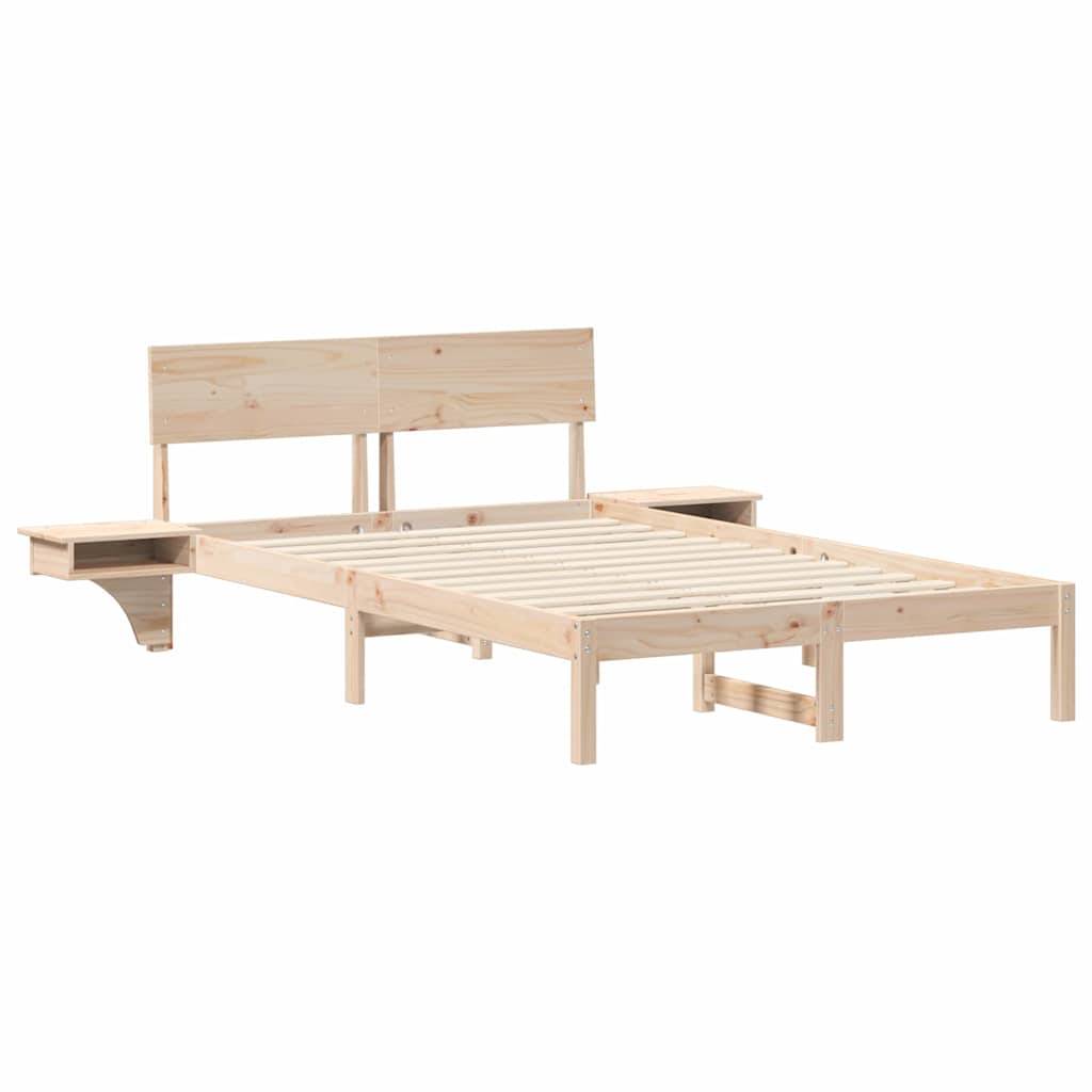 vidaXL Bettrahmen mit Kopfteil Braun 135 x 190 cm Massives Kiefernholz