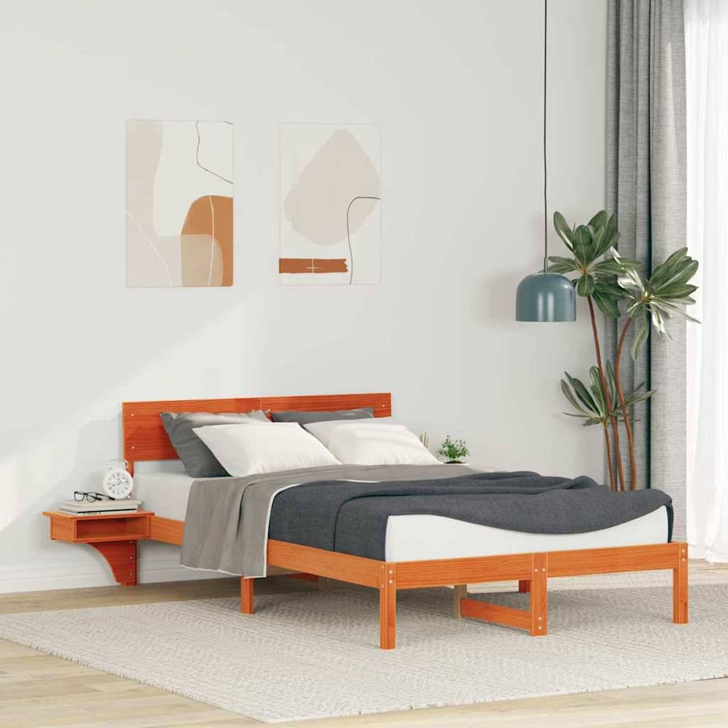 vidaXL Bettrahmen Wachsbraun 140 x 200 cm Massives Kiefernholz