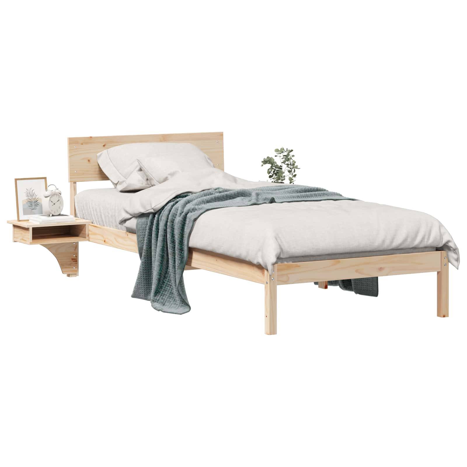 vidaXL Bettrahmen mit Kopfteil Braun 100 x 200 cm Massives Kiefernholz