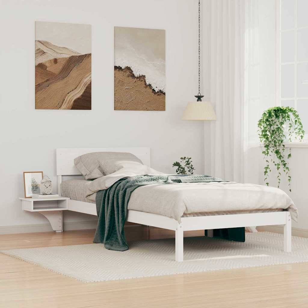 vidaXL Bettrahmen mit Kopfteil Weiß 100 x 200 cm Massives Kiefernholz