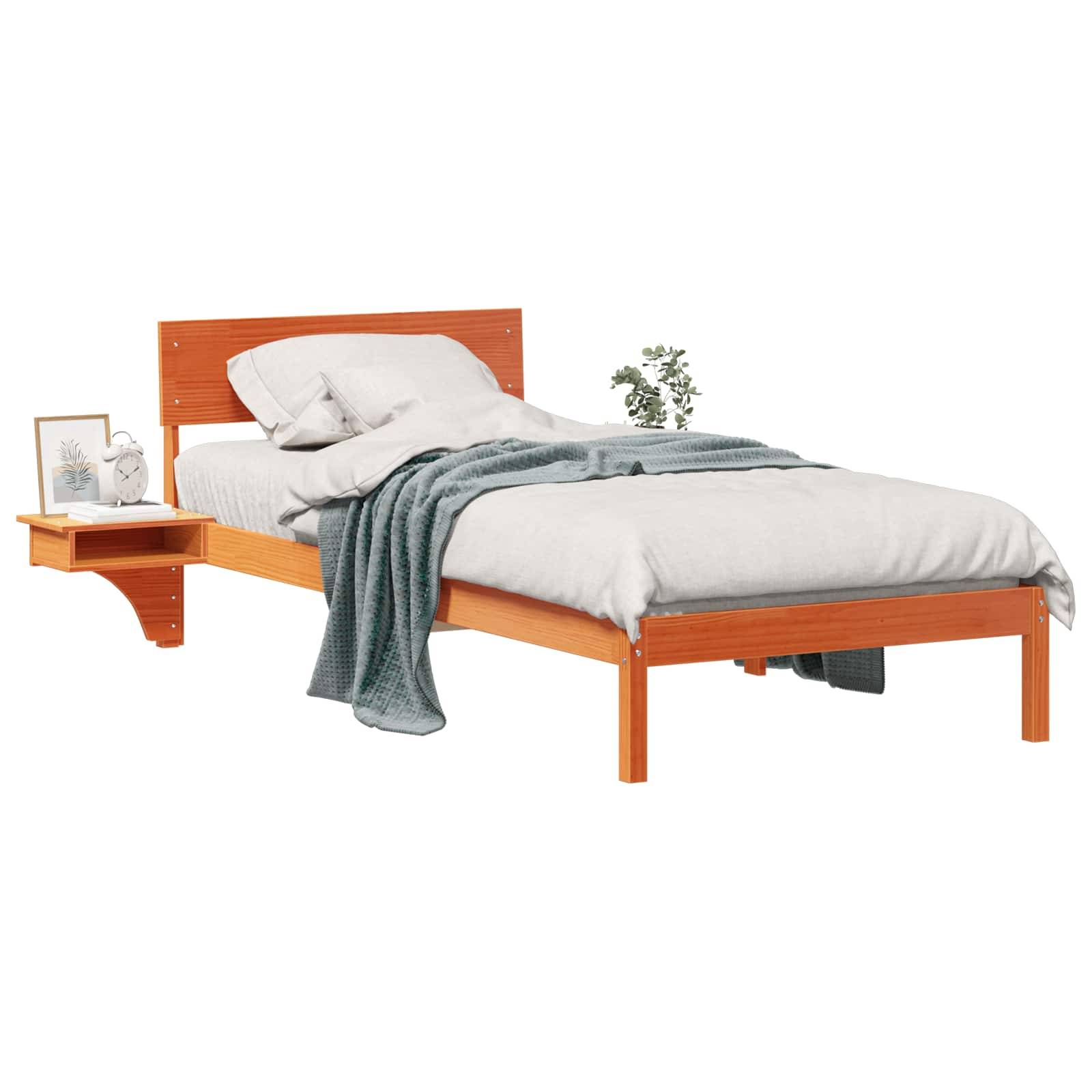 vidaXL Bettrahmen Wachsbraun 90 x 190 cm Massives Kiefernholz