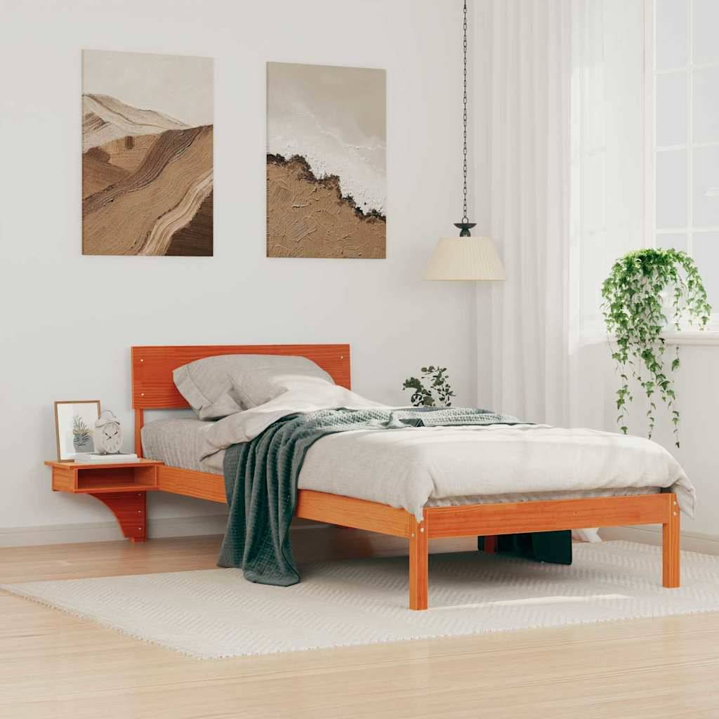 vidaXL Bettrahmen Wachsbraun 90 x 190 cm Massives Kiefernholz
