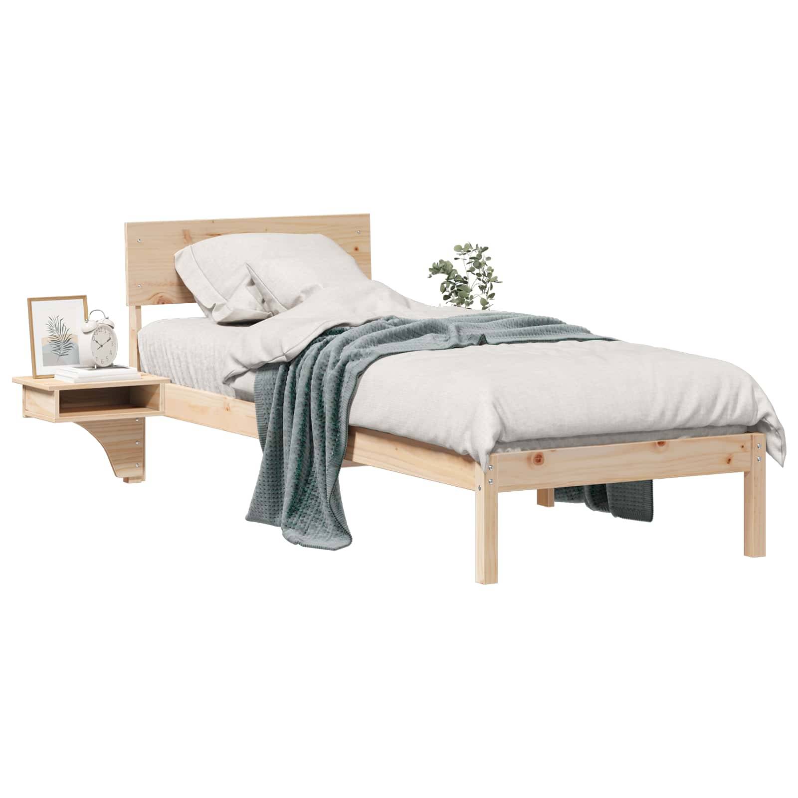 vidaXL Bettrahmen mit Kopfteil Braun 75 x 190 cm Massives Kiefernholz