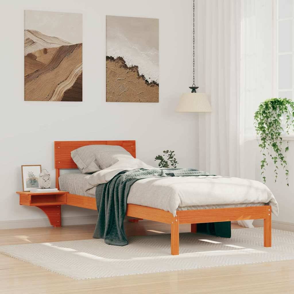 vidaXL Bettrahmen Wachsbraun 75 x 190 cm Massives Kiefernholz