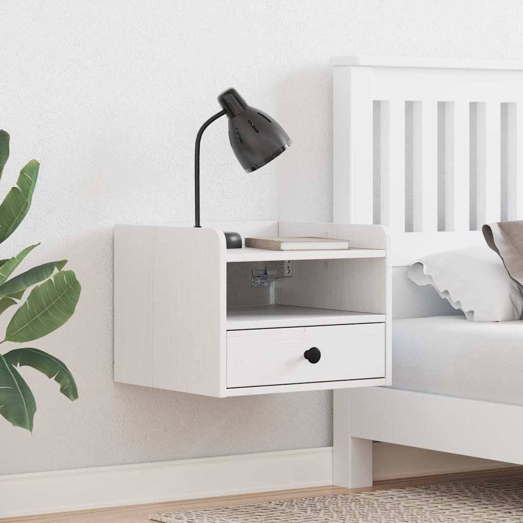 vidaXL Nachttisch 2 pcs Weiß 38 x 36 x 29,5 cm Massivholz Kiefer