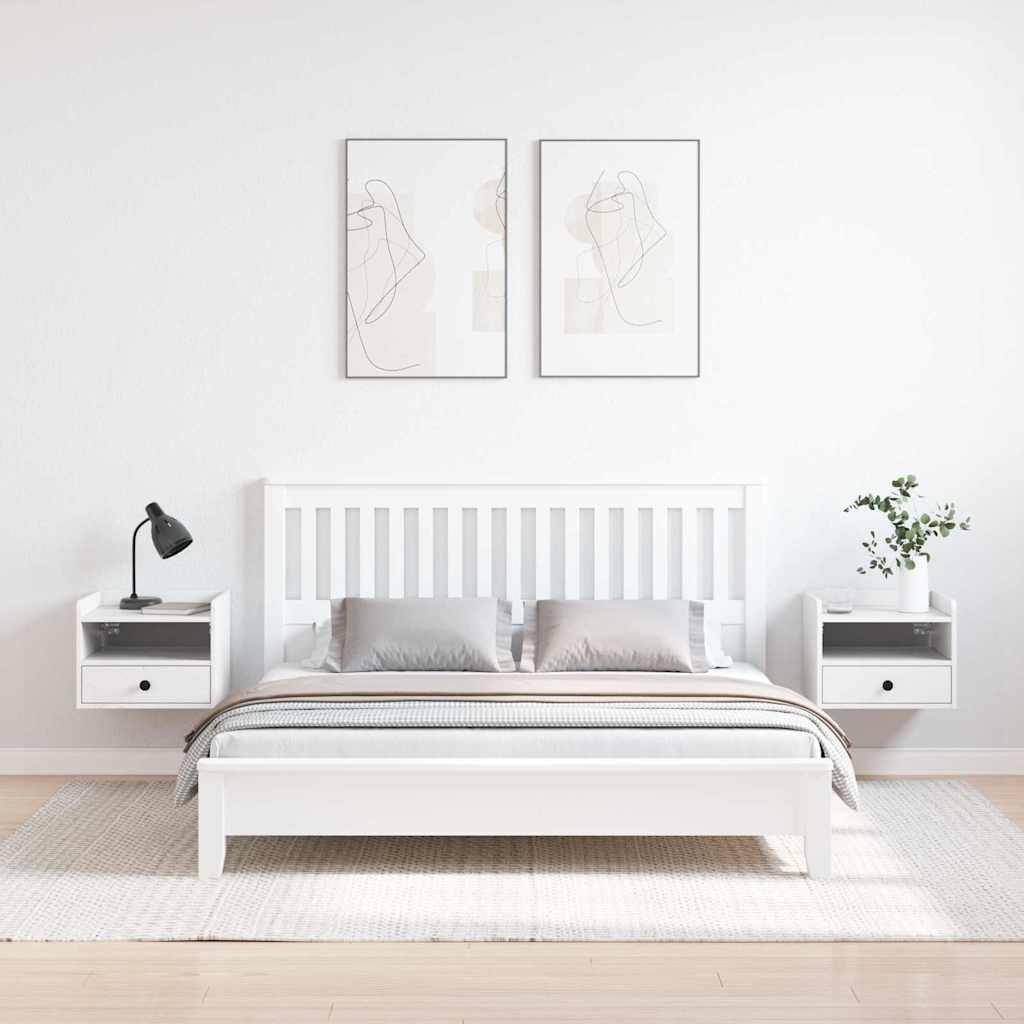 vidaXL Nachttisch 2 pcs Weiß 38 x 36 x 29,5 cm Massivholz Kiefer