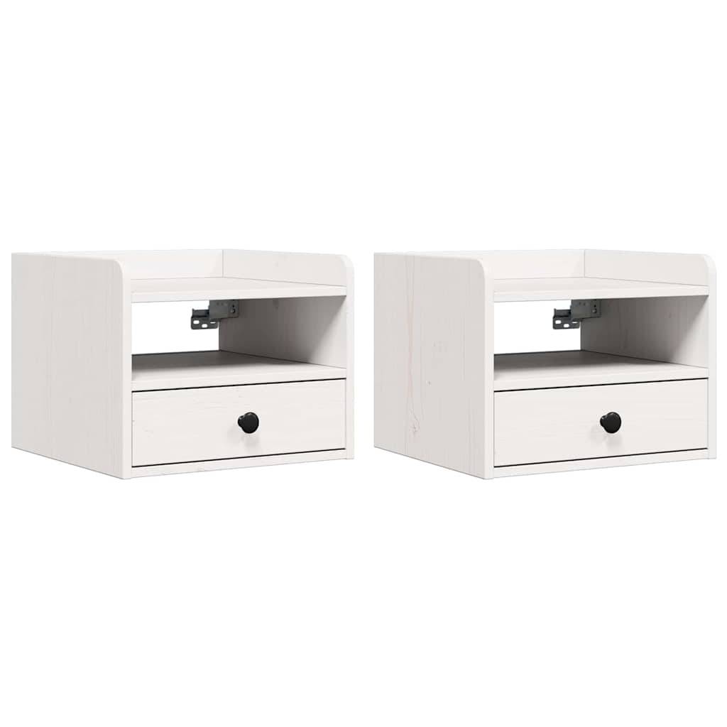 vidaXL Nachttisch 2 pcs Weiß 38 x 36 x 29,5 cm Massivholz Kiefer