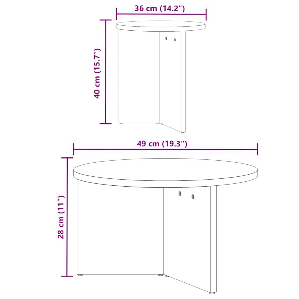 vidaXL Couchtisch 2 pcs Weiß Massivholz Kiefer
