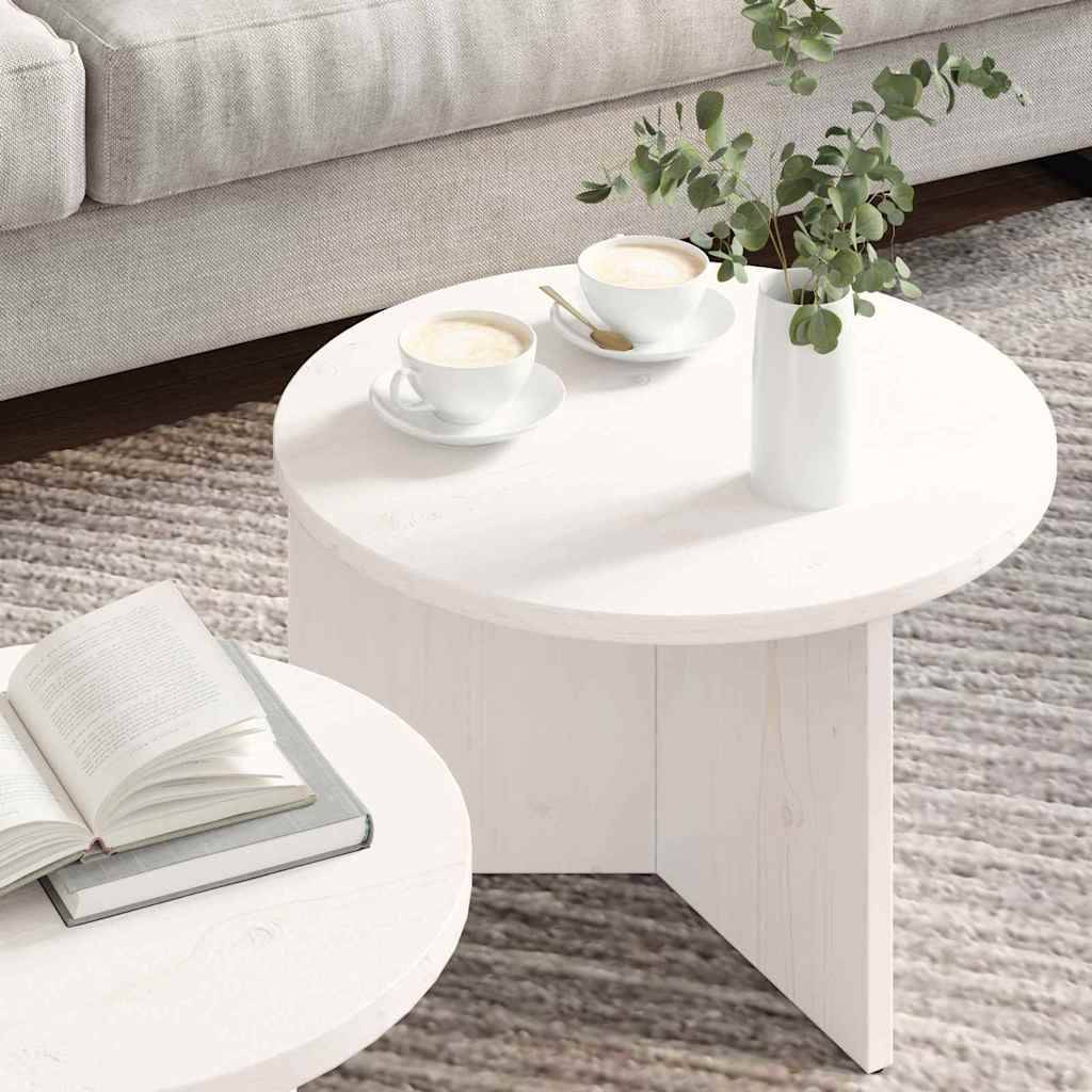 vidaXL Couchtisch 2 pcs Weiß Massivholz Kiefer