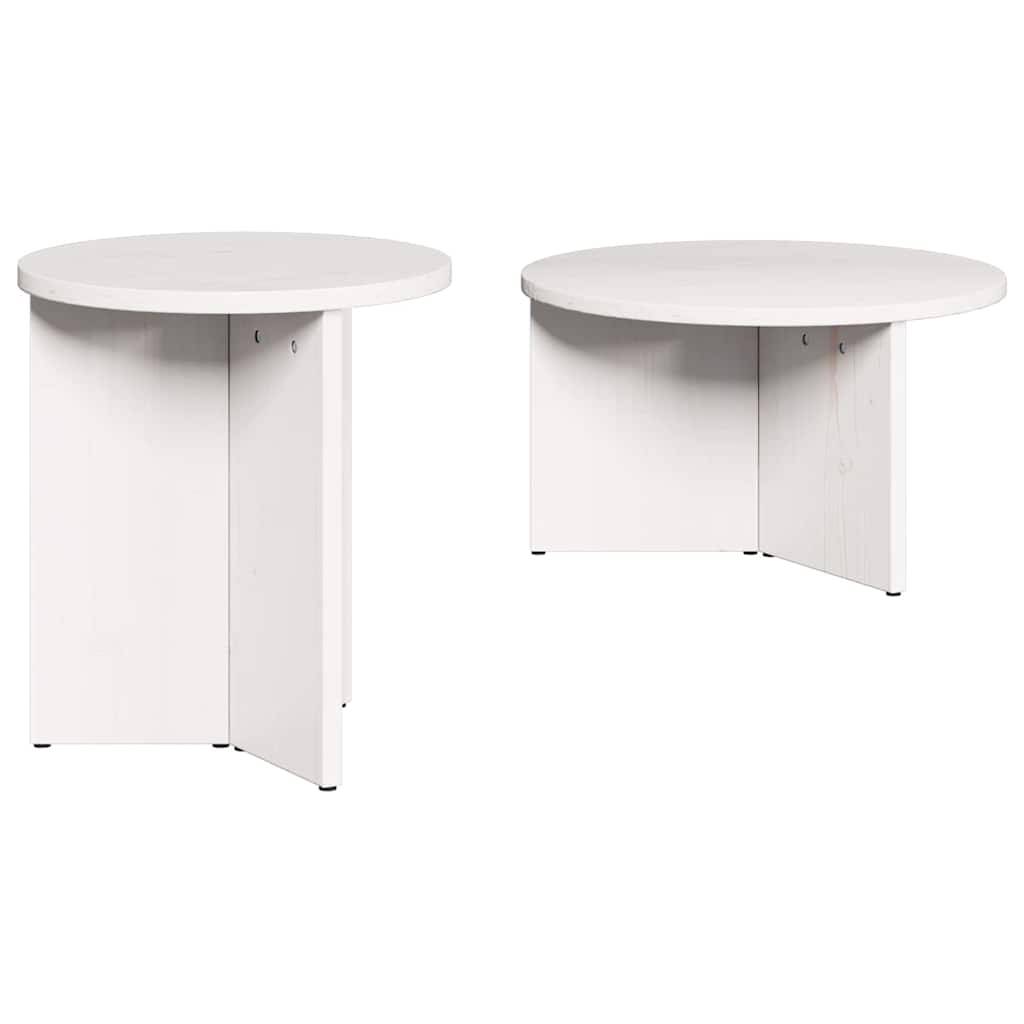 vidaXL Couchtisch 2 pcs Weiß Massivholz Kiefer