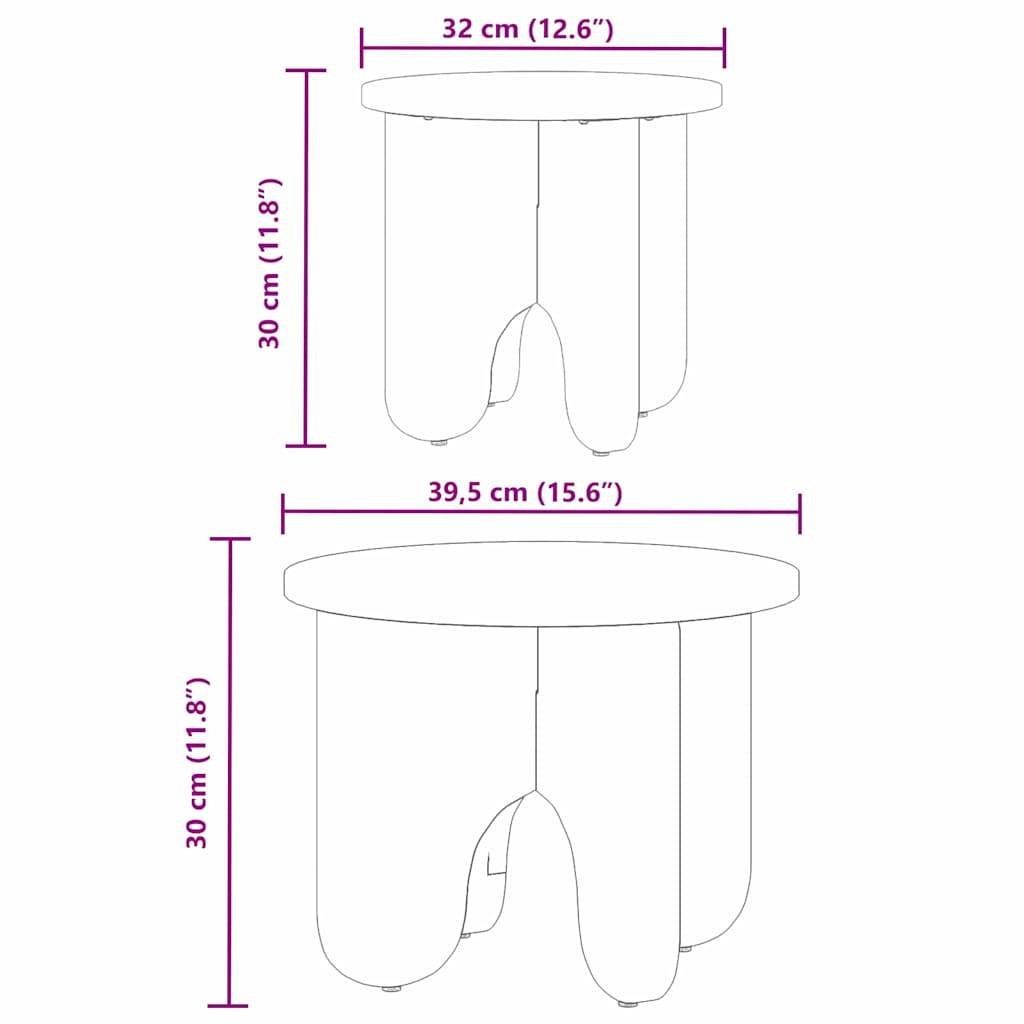 vidaXL Couchtisch 2 pcs Wachsbraun Massivholz Kiefer