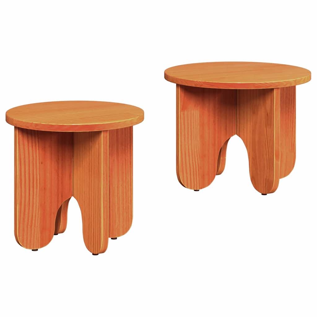 vidaXL Couchtisch 2 pcs Wachsbraun Massivholz Kiefer
