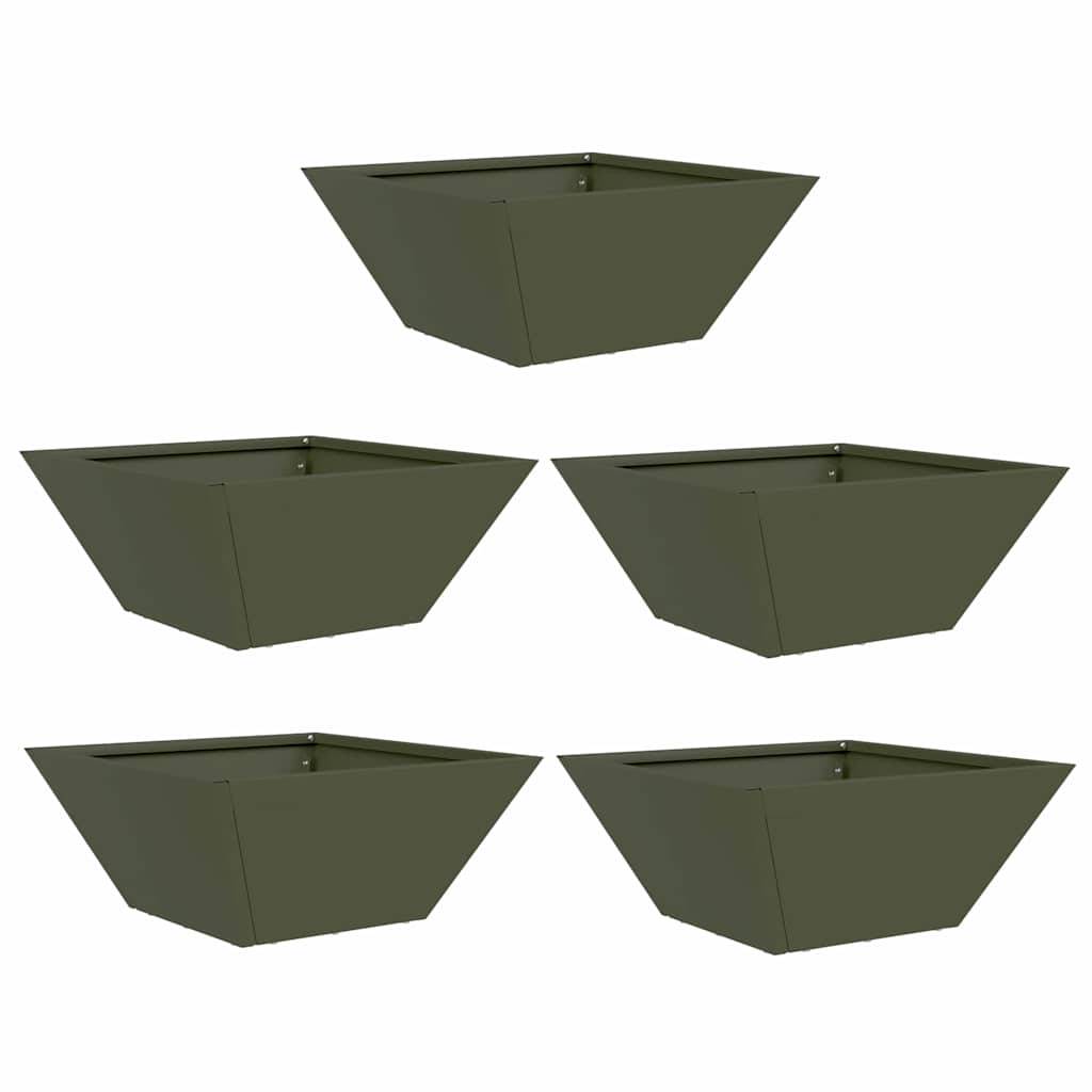 vidaXL Garten-Pflanzgefäß 5 pcs Olive Grün 35 x 35 x 15 cm