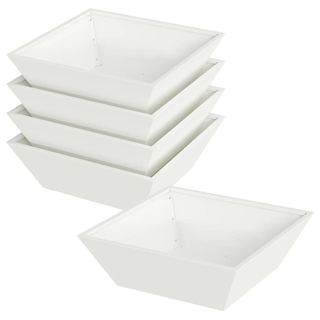 vidaXL Garten-Pflanzgefäß 5 pcs Weiß 50 x 50 x 15 cm