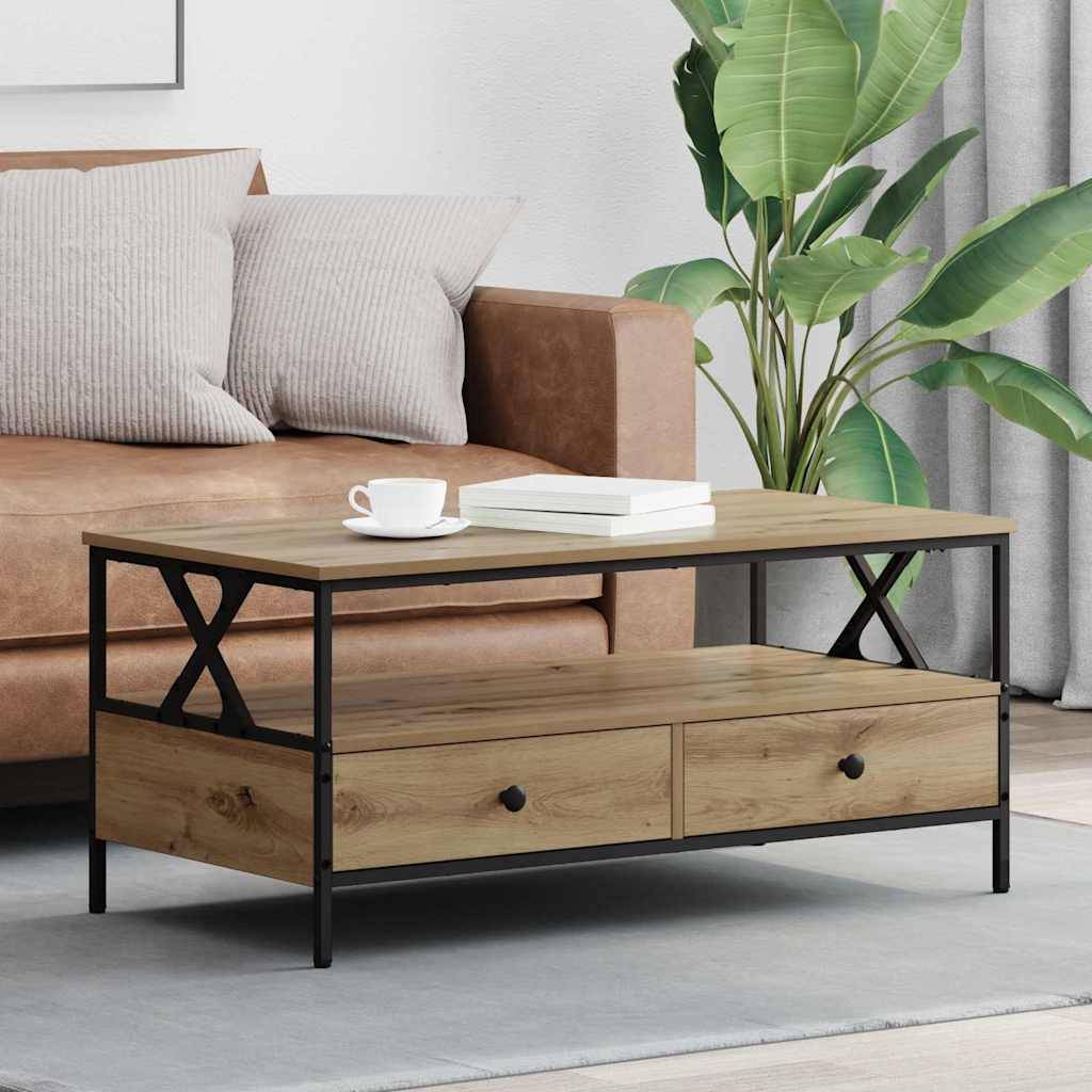 vidaXL Couchtisch Eiche handwerklich 100 x 51 x 45 cm Holzwerkstoff