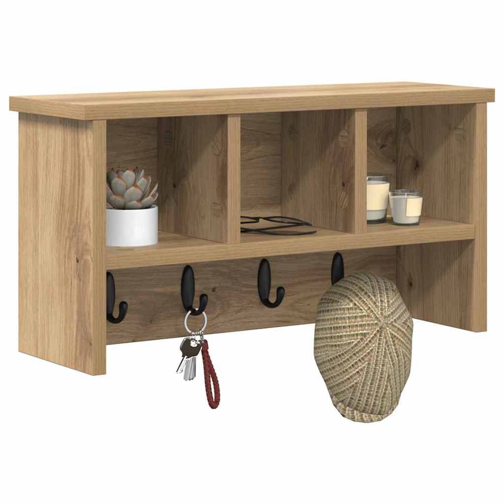 vidaXL Wandmontierter nachttisch Artisan-Eiche 50 x 16 x 26 cm