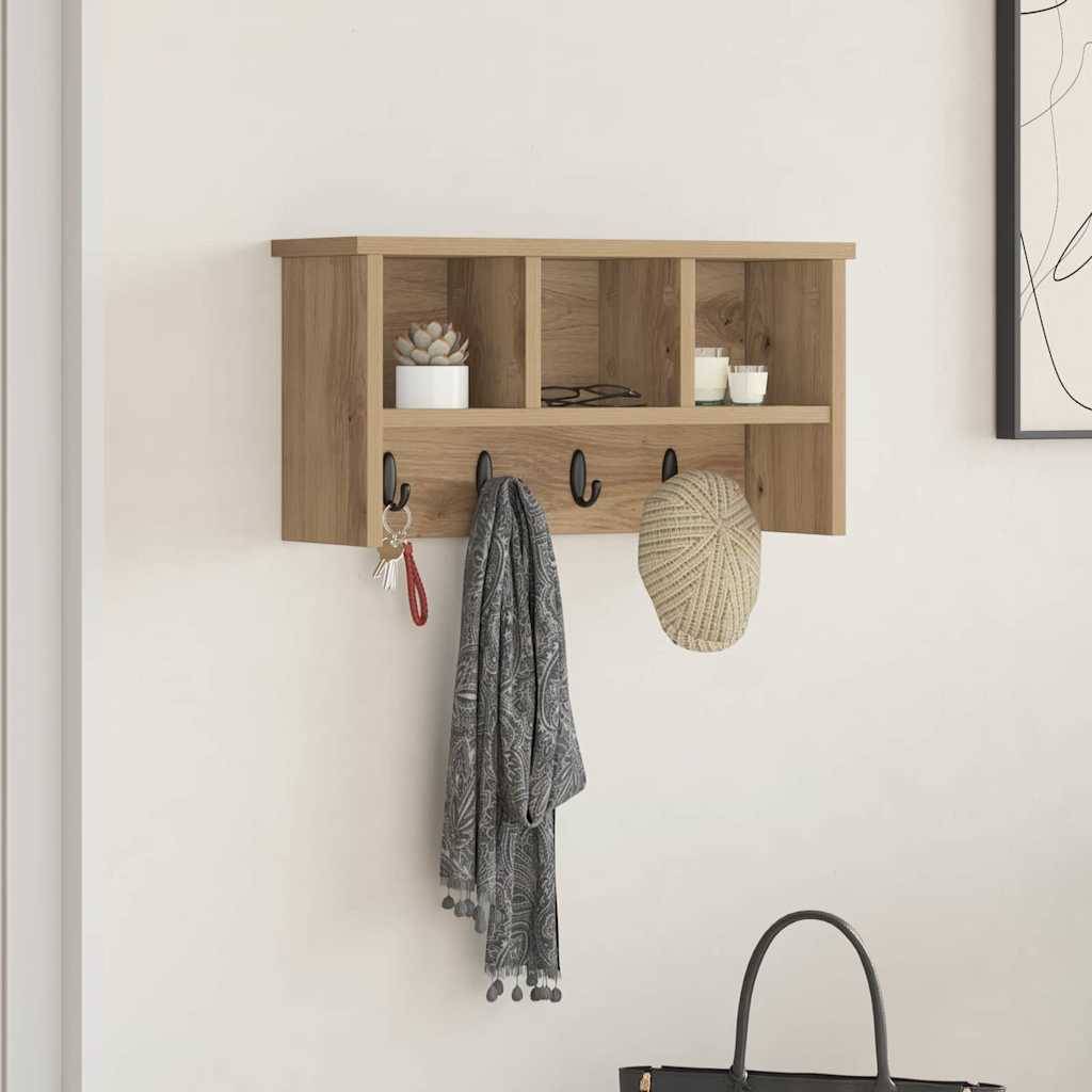 vidaXL Wandmontierter nachttisch Artisan-Eiche 50 x 16 x 26 cm