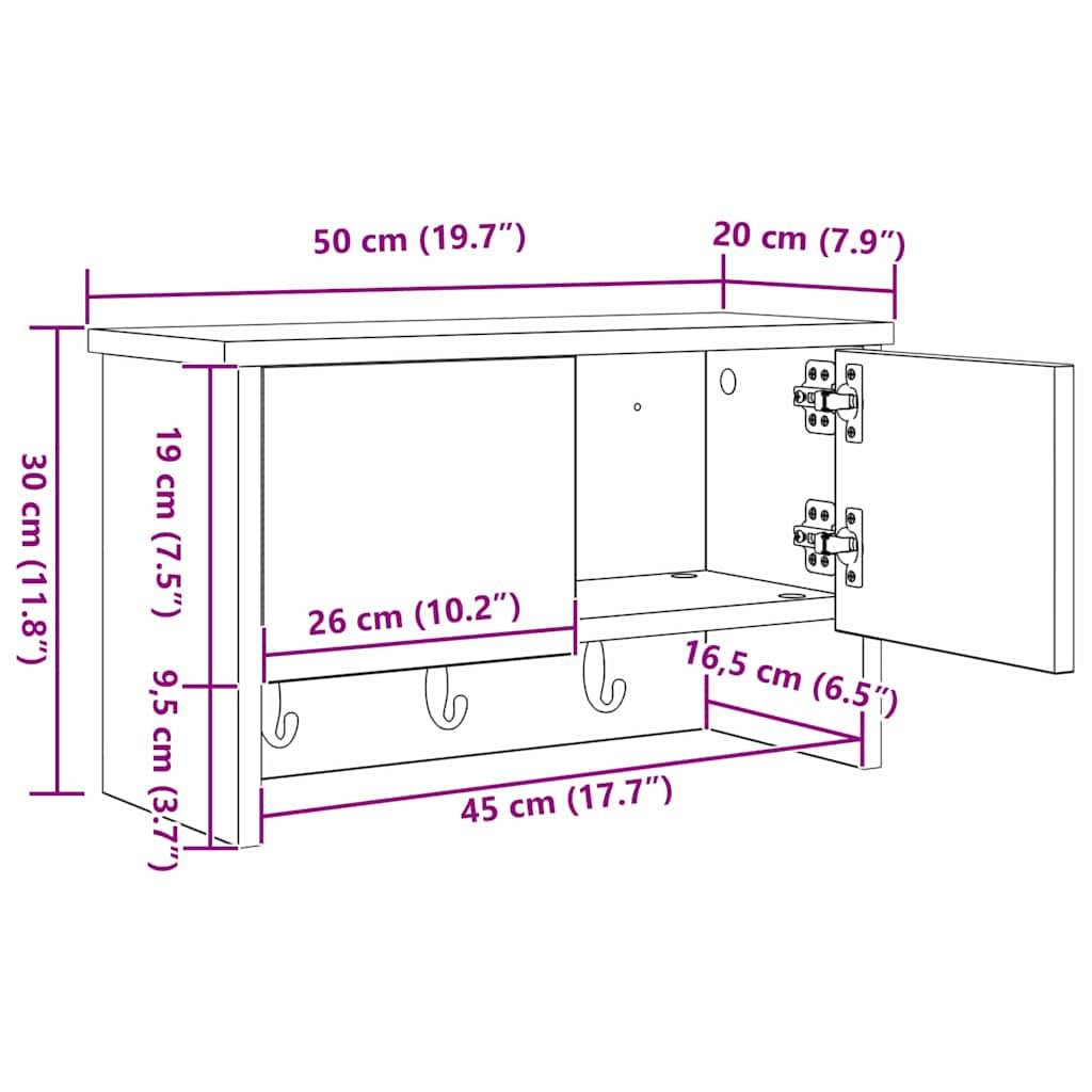 vidaXL Wandmontierter nachttisch Schwarz Eichen-Optik 50 x 20 x 30 cm
