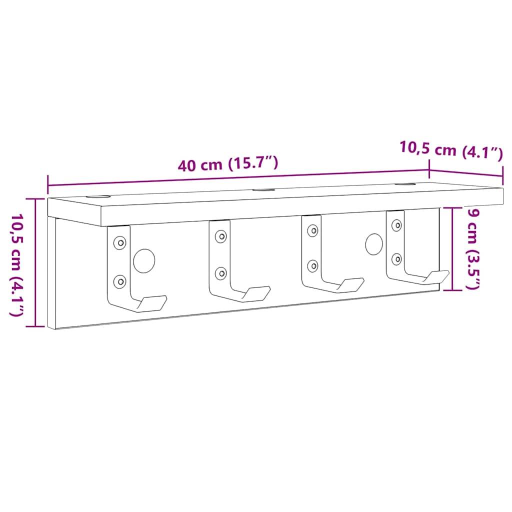 vidaXL Wandmontierter nachttisch Altholz 40 x 10,5 x 10,5 cm
