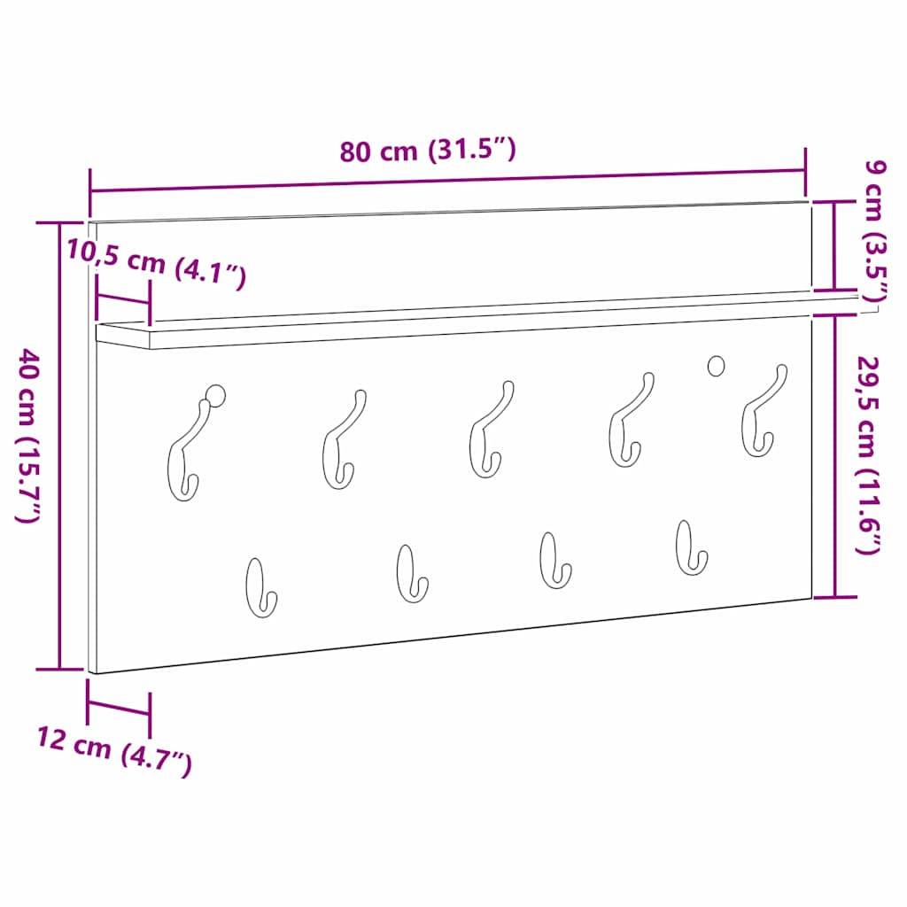 vidaXL Wandmontierter nachttisch Weiß 80 x 40 x 12 cm Holzwerkstoff