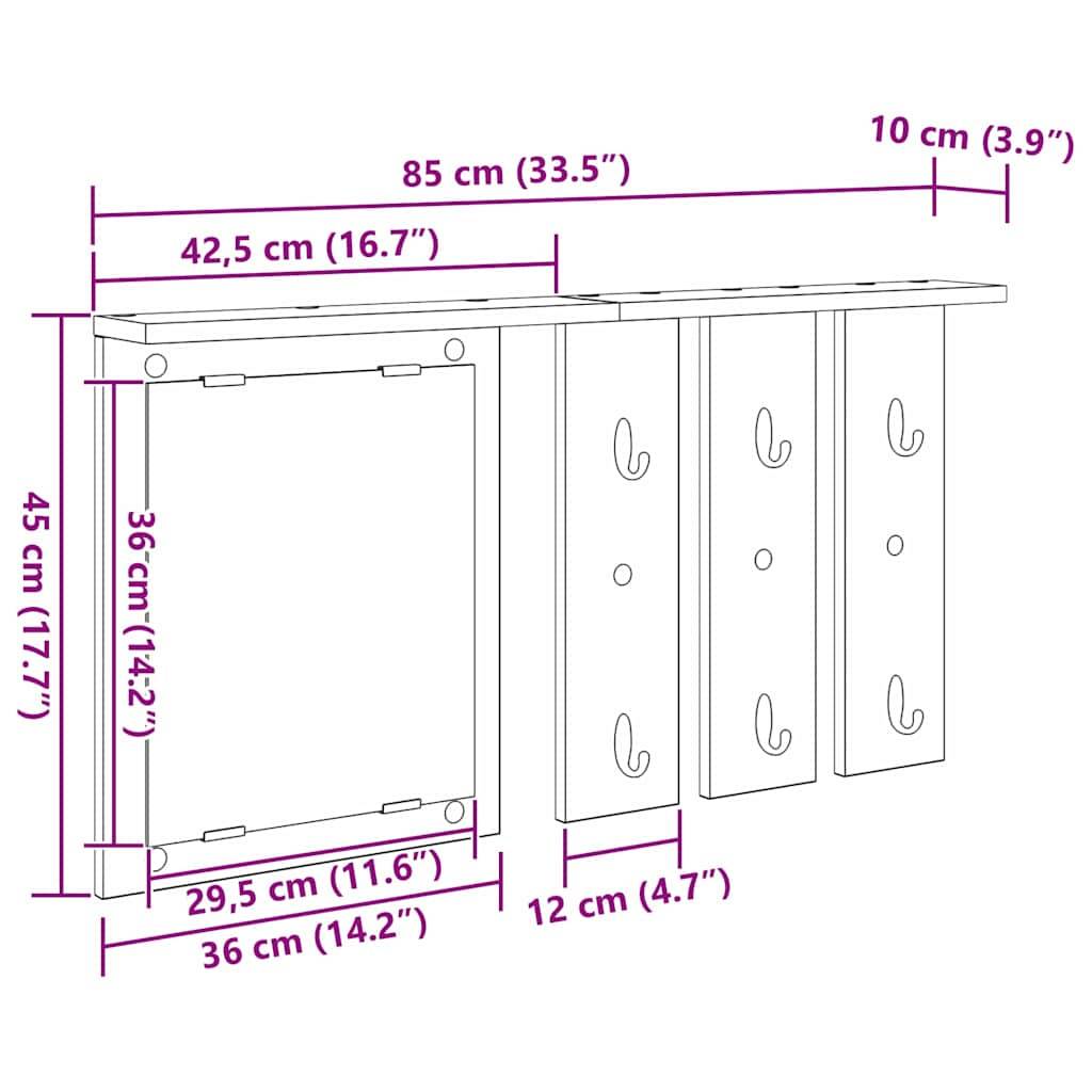 vidaXL Wandmontierter Kleiderständer mit Regal Weiß 85 x 10 x 45 cm