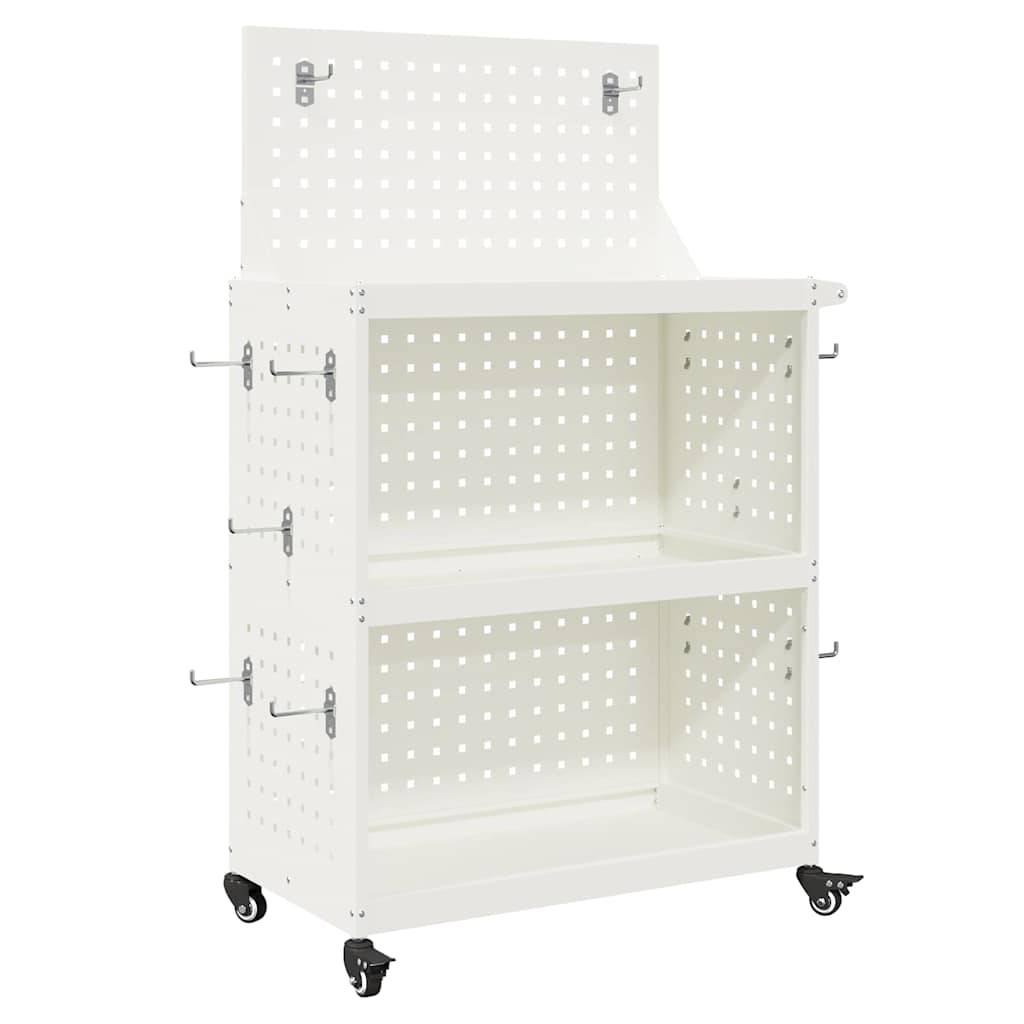 vidaXL Werkzeugwagen Mit Rad Weiß 65 x 35 x 111 cm Kaltgewalzter Stahl