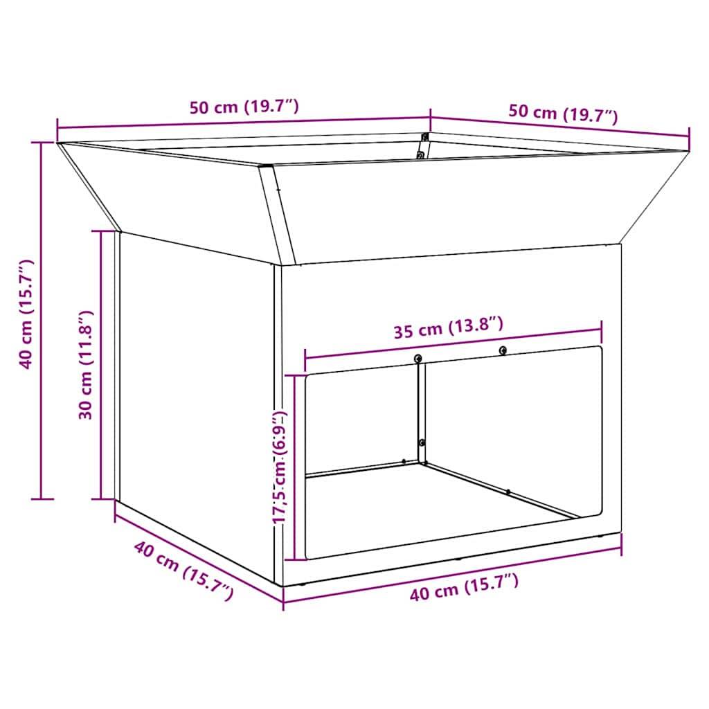 vidaXL Feuerstelle Schwarz 50 x 50 x 40 cm Stahl