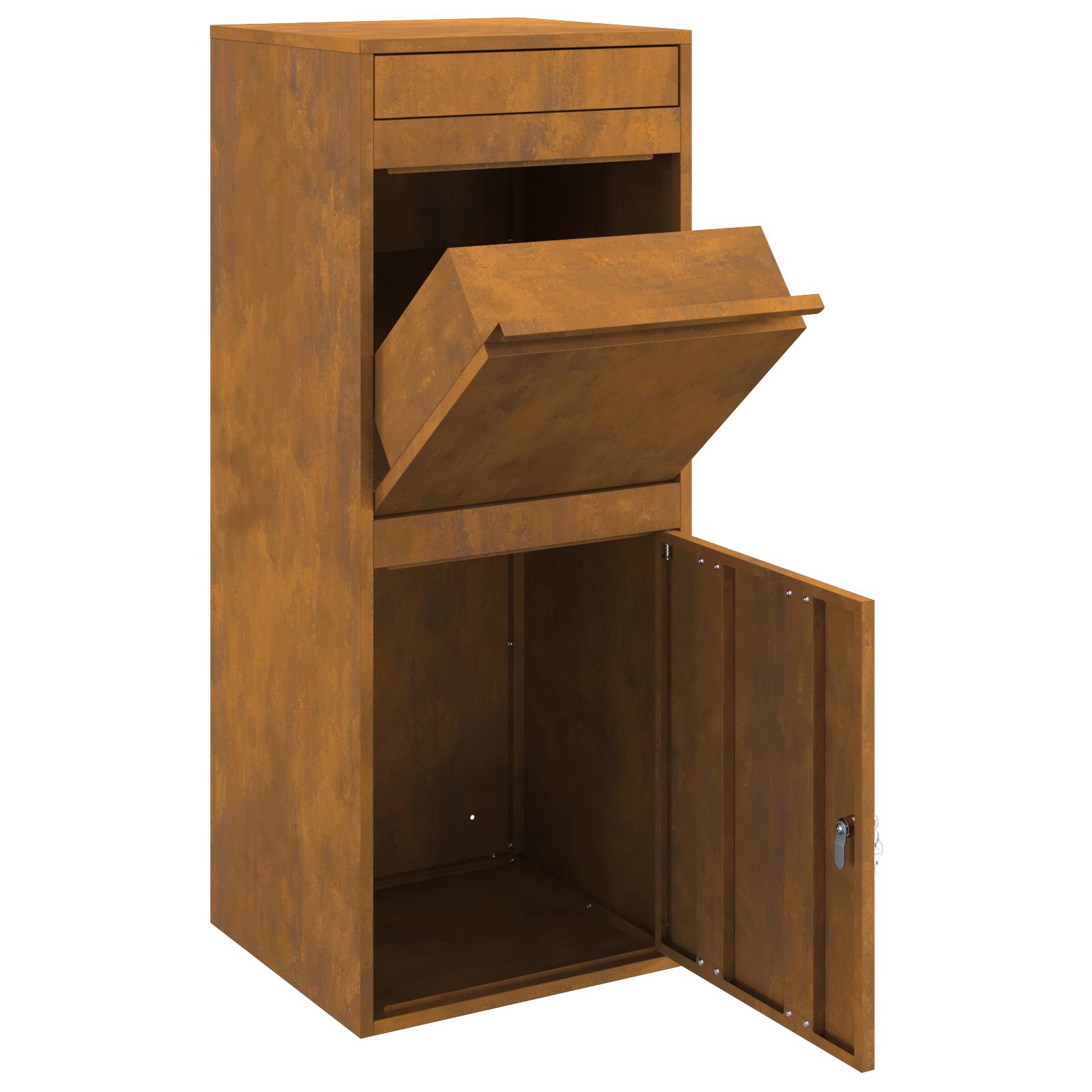 vidaXL Paketdrop-Box mit Tür Rostig 41 x 38 x 103 cm Wetterfeststahl