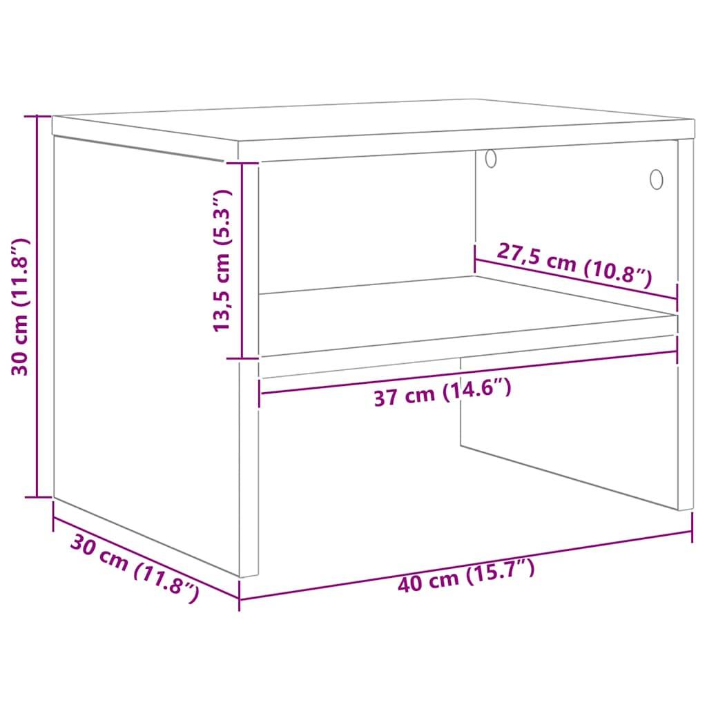 vidaXL Nachttisch 2 pcs Schwarz Eichen-Optik 40 x 40 x 30 cm