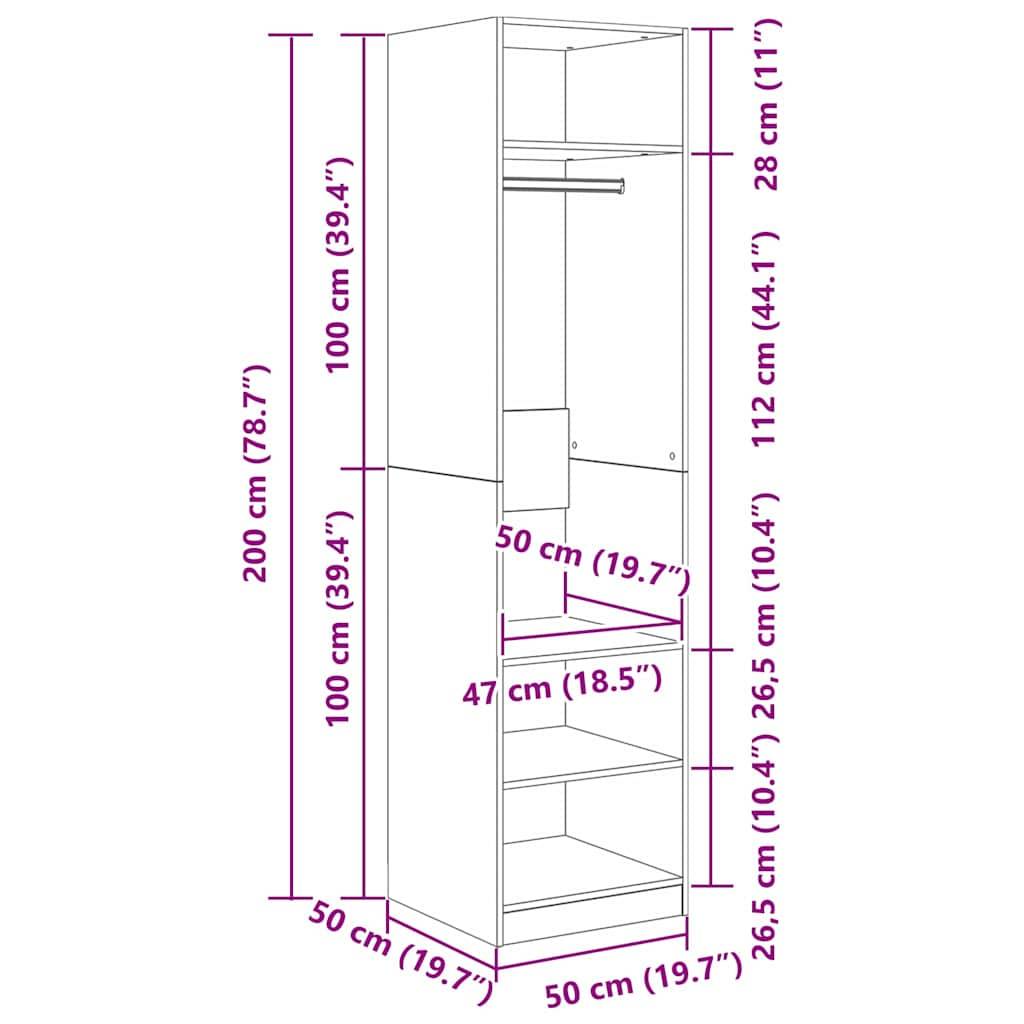 vidaXL Kleiderschrank Artisan-Eiche 50 x 50 x 200 cm Holzwerkstoff