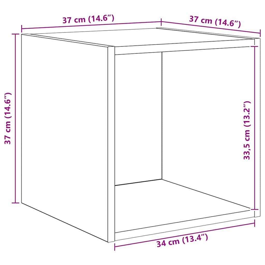 vidaXL Wandschrank Schwarz Eichen-Optik 37 x 37 x 37 cm Holzwerkstoff