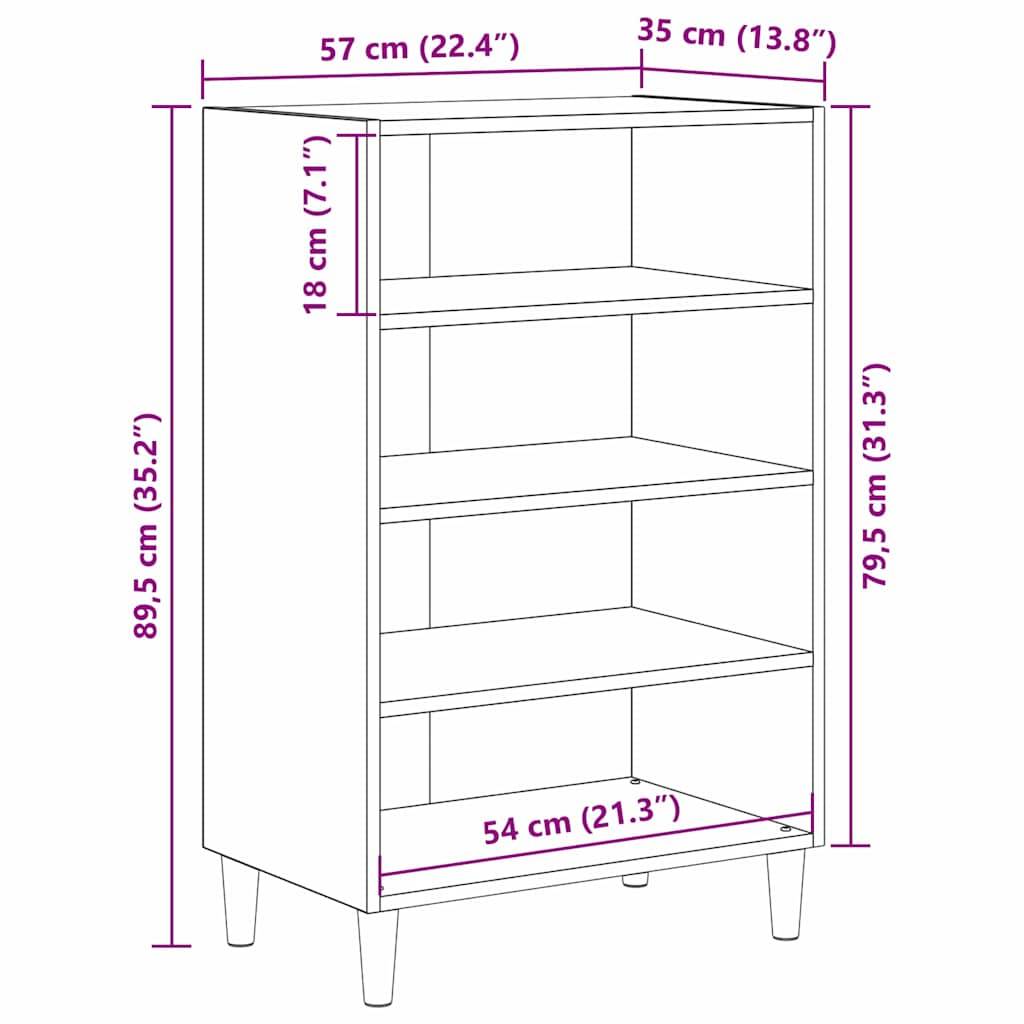 vidaXL Sideboard Artisan-Eiche 57 x 35 x 89,5 cm Holzwerkstoff