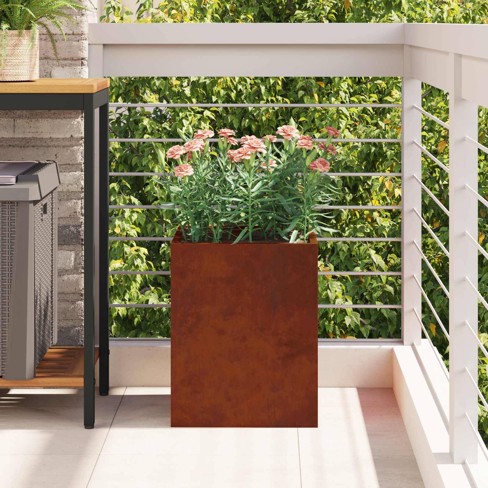 vidaXL Garten-Pflanzgefäß Wetterfeststahl 32 x 32 x 40 cm