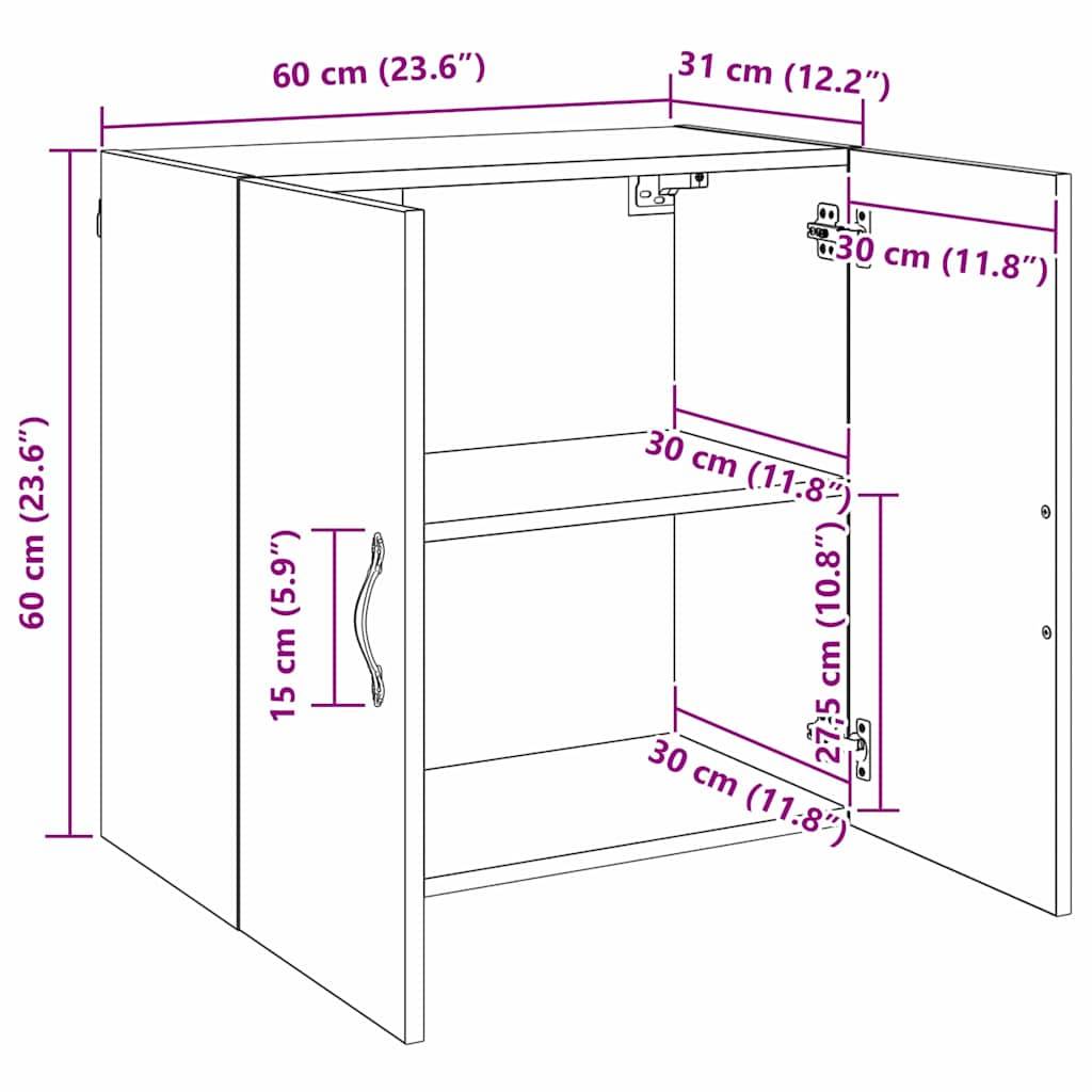 vidaXL Wandschrank Schwarz Eichen-Optik 60 x 31 x 60 cm Holzwerkstoff