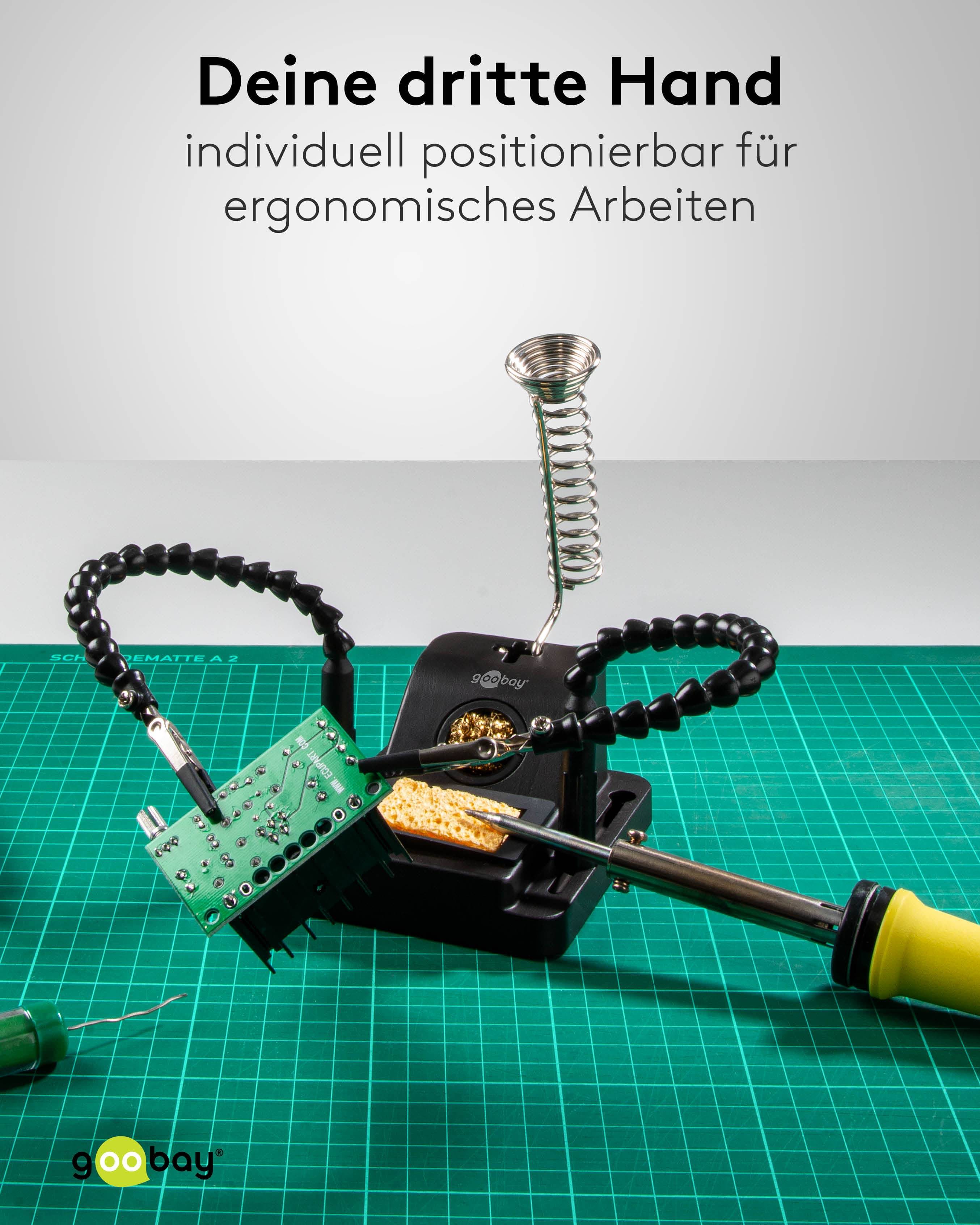GOOBAY Löthilfe, 76561, mit Schwanenhals-Armen und Lötkolbenständer