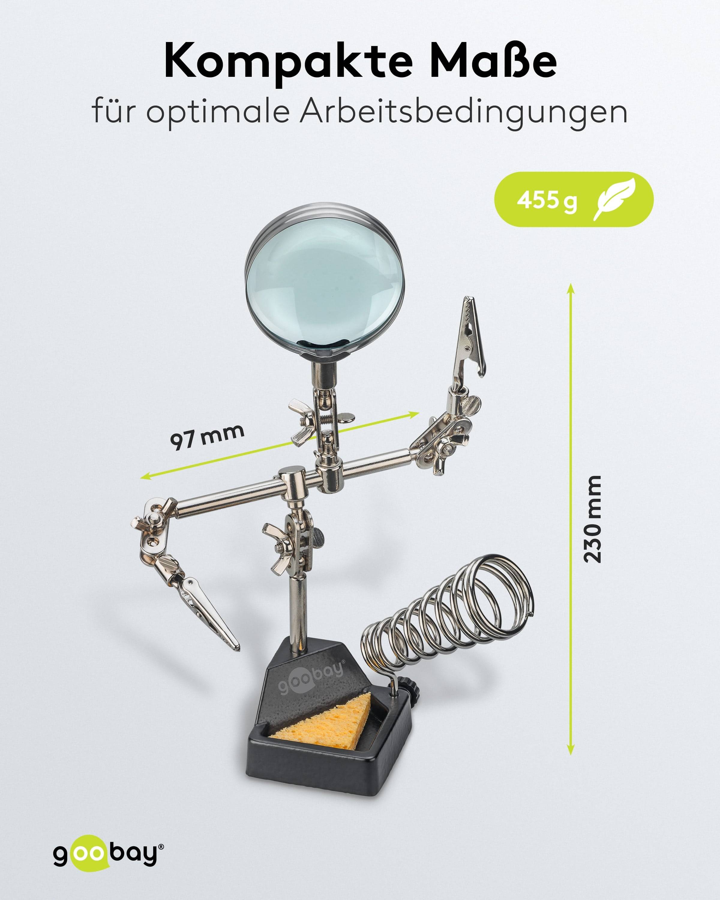 GOOBAY Dritte Hand, 76560, mit Lupe und Lötkolbenständer