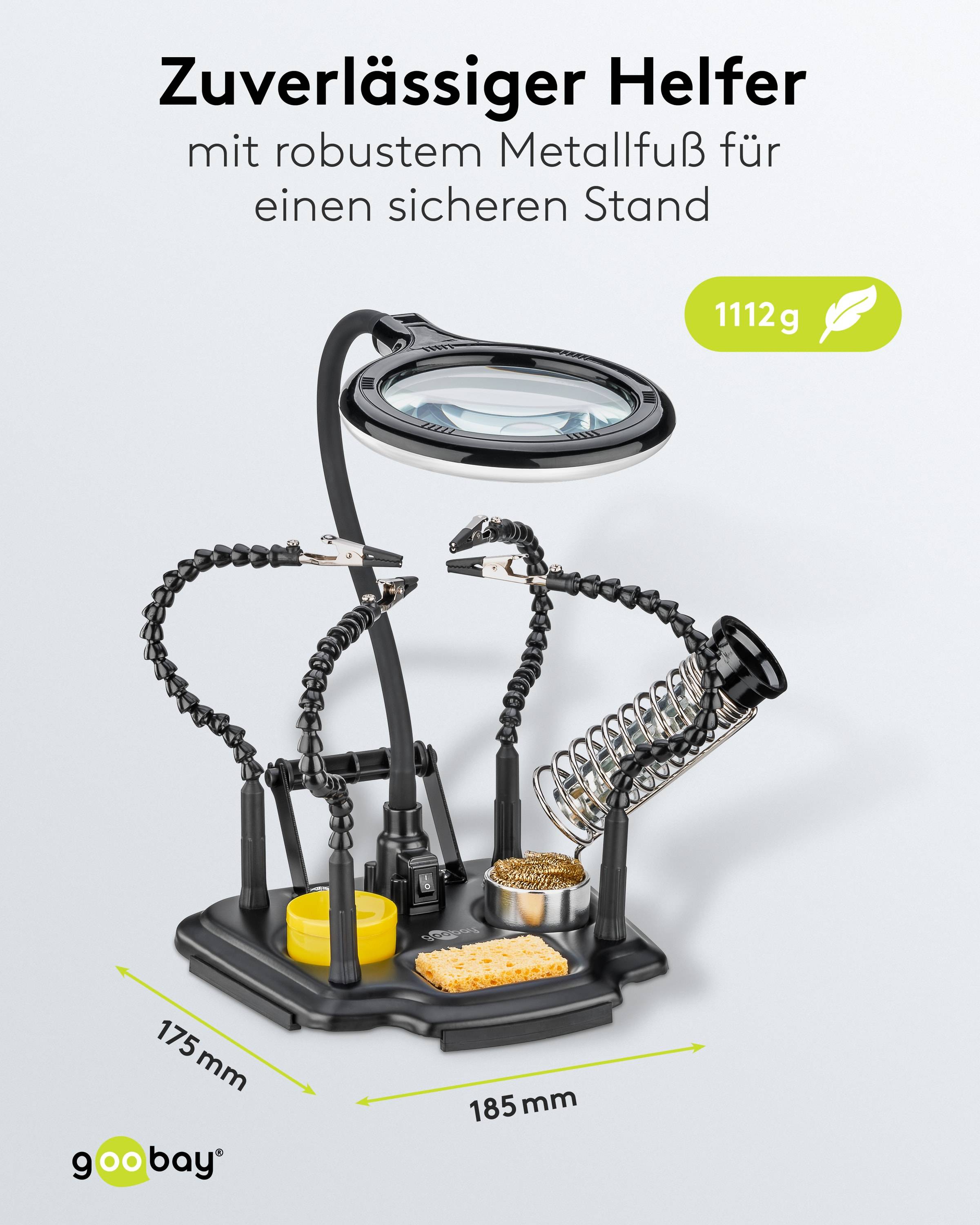 GOOBAY Löthilfe, 76558, mit Lupenleuchte und Schwanenhals-Armen