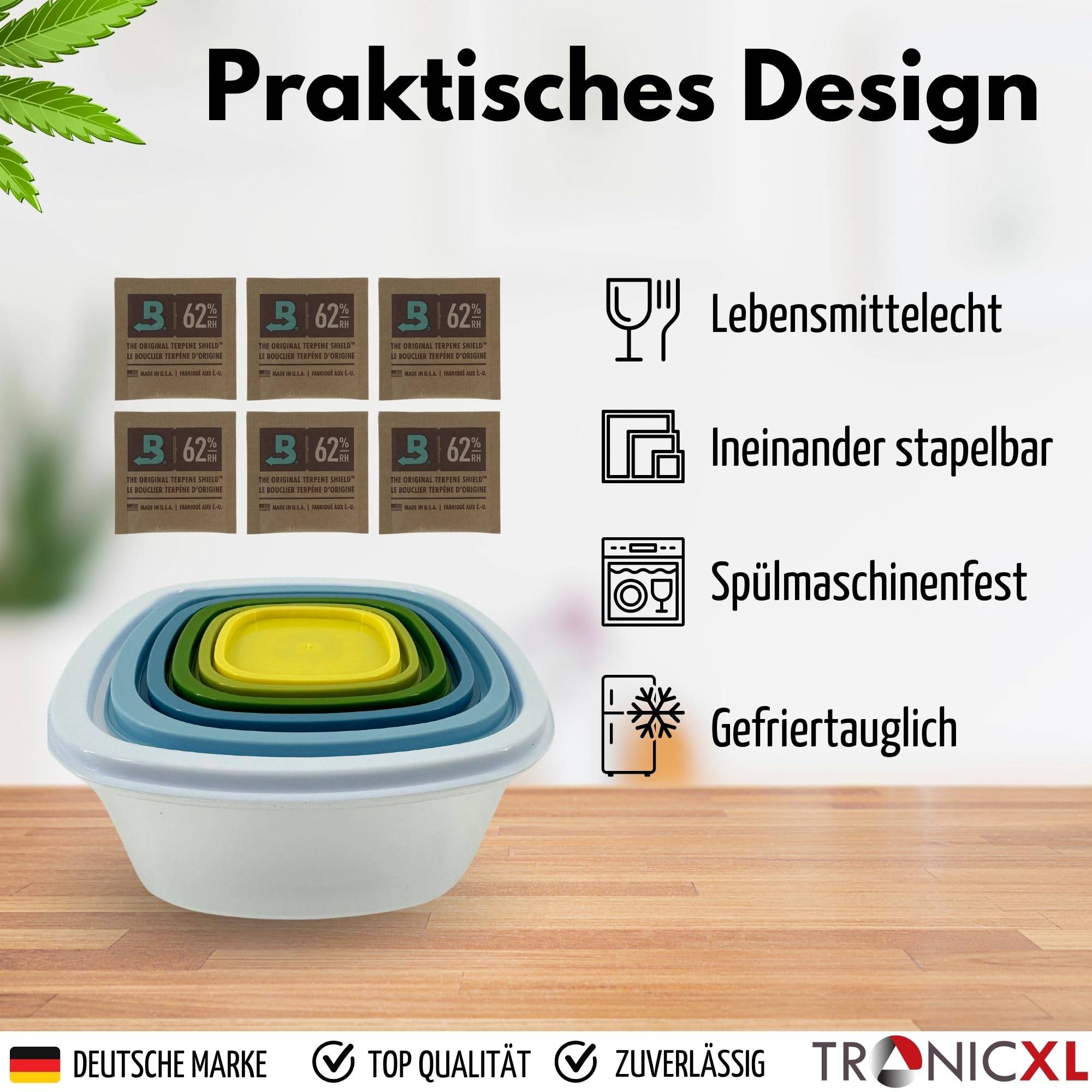 6 Stück 62% Kräuter Dose Grow Aufbewahrungsdose für Boveda + 6x Pack Größe 4 Ernte Dosen Behälter Vorratsdose
