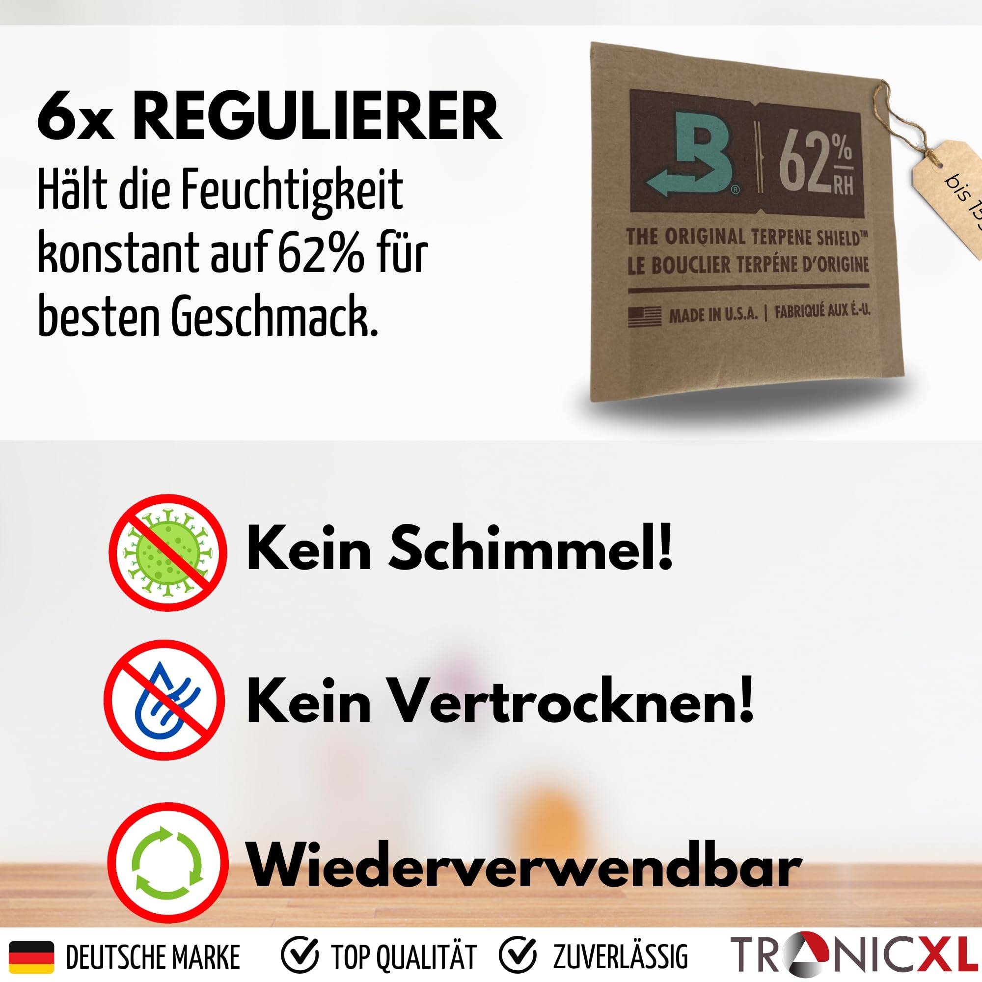 6 Stück 62% Kräuter Dose Grow Aufbewahrungsdose für Boveda + 6x Pack Größe 4 Ernte Dosen Behälter Vorratsdose