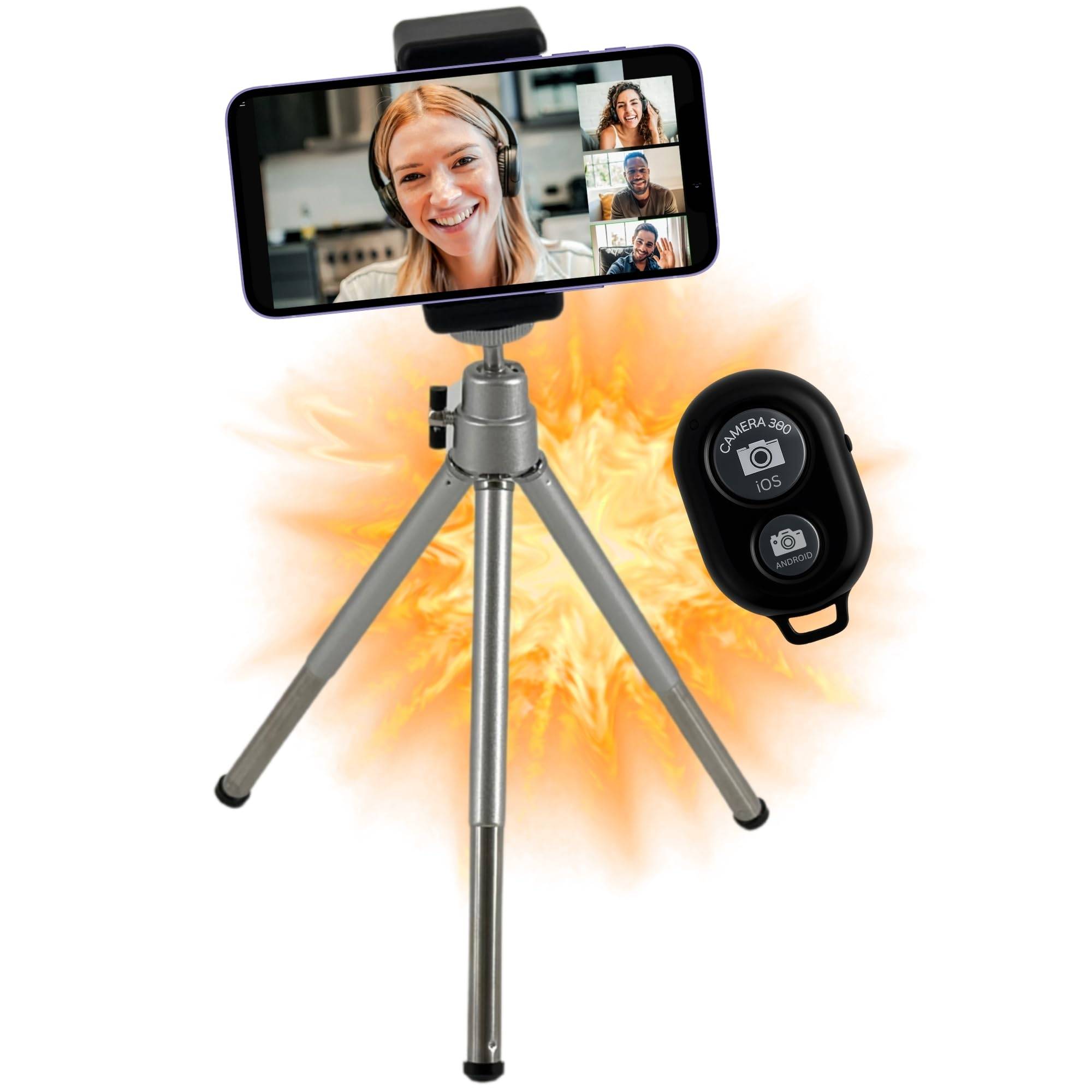 Handy Stativ mit Selbstauslöser Bluetooth Fernbedienung Smartphone Tripod klein Kamerastativ